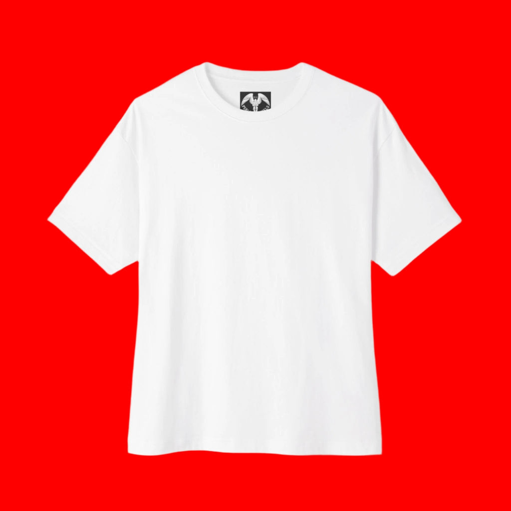 Protected By Psalms Angels Unisex Rear Printed Oversized Boxy Lux Tee - White Armour