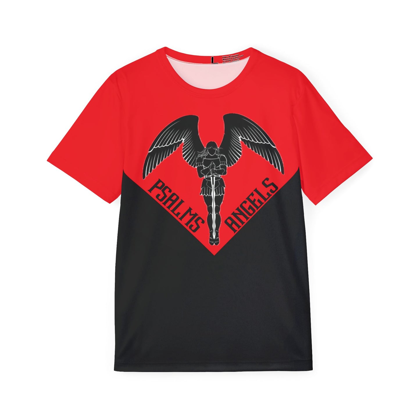 Psalms Angels Active Wear Lightweight Moisture Wicking Sports Jersey Black And Red Tee