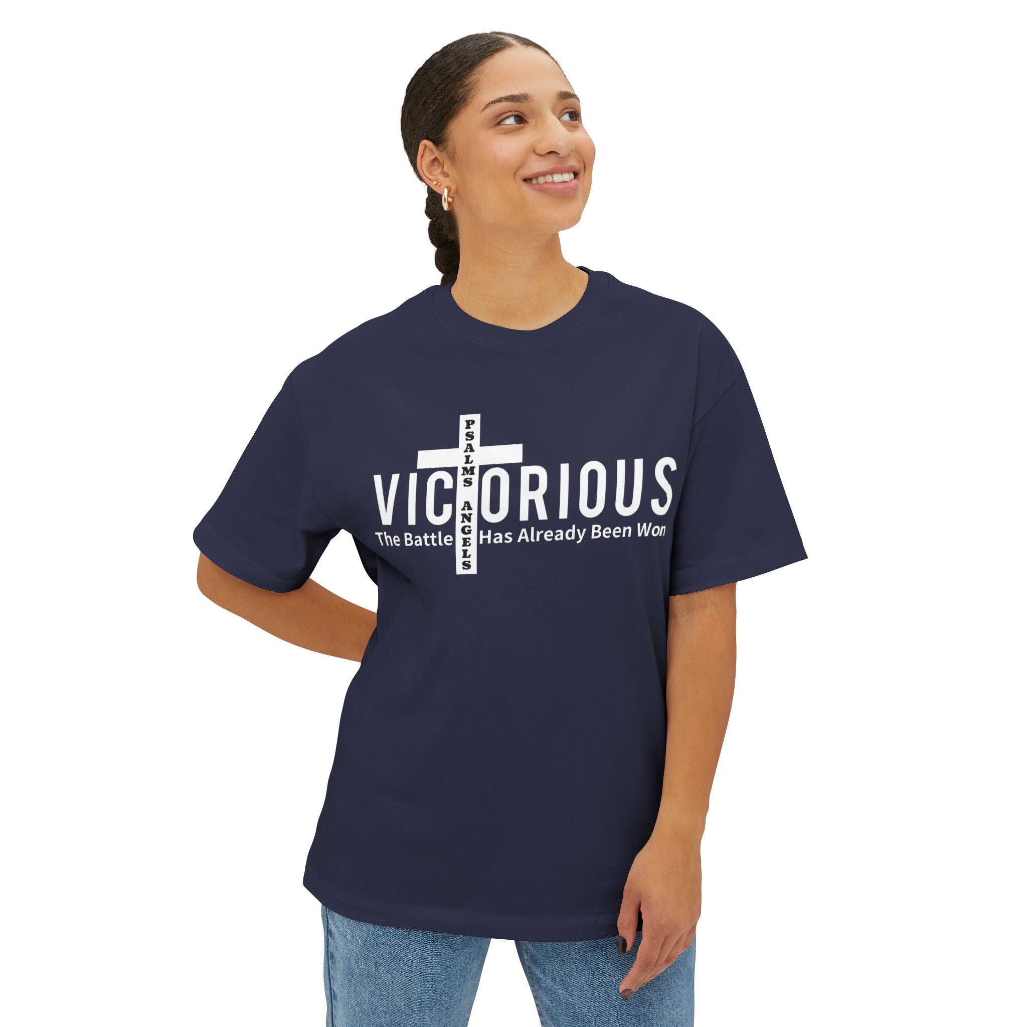 I Am Victorious By Psalms Angels Unisex Oversized Boxy Lux Tee - Choice Of Colours Armour