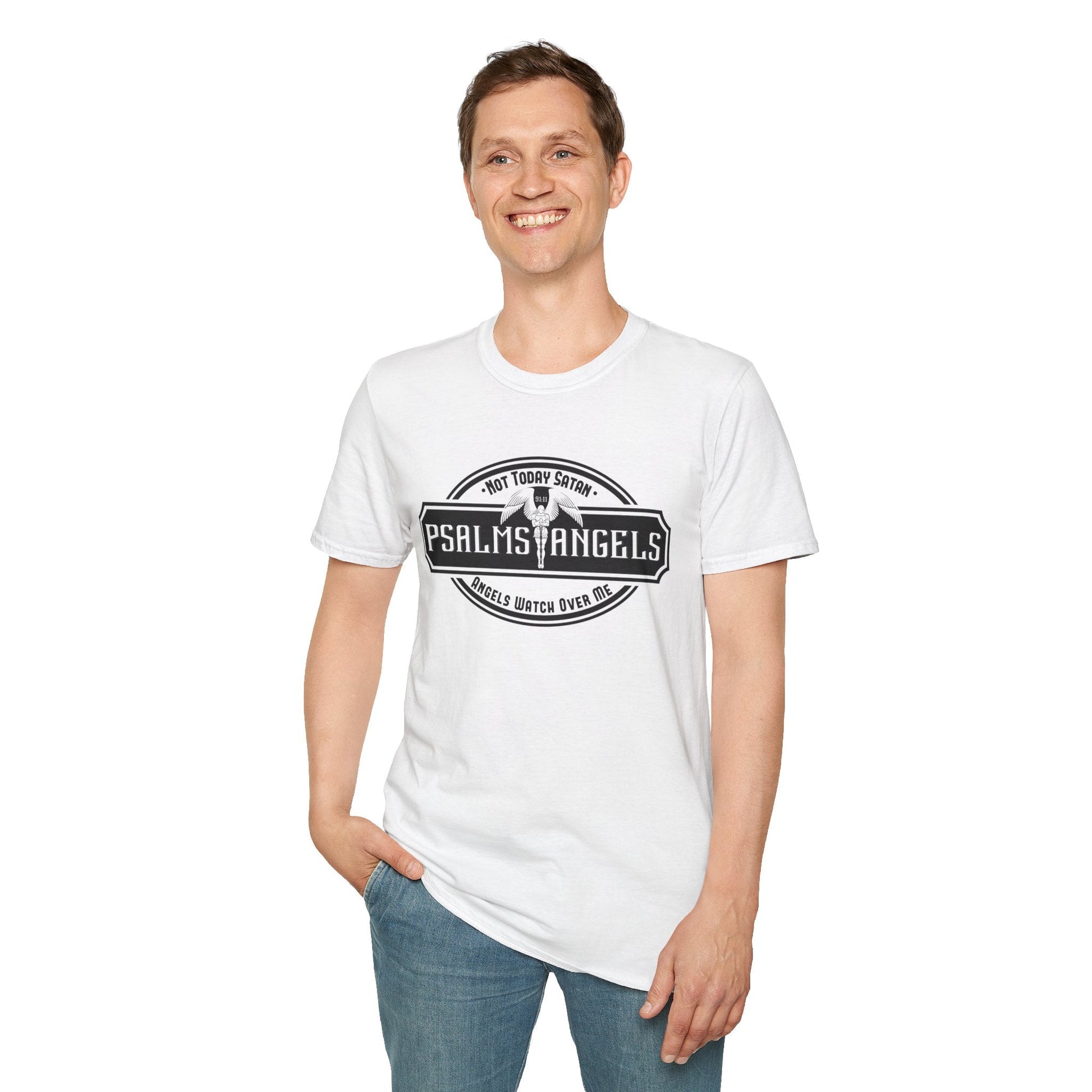 Psalms Angels "Not Today Satan" Graphic Unisex White Tee Armour