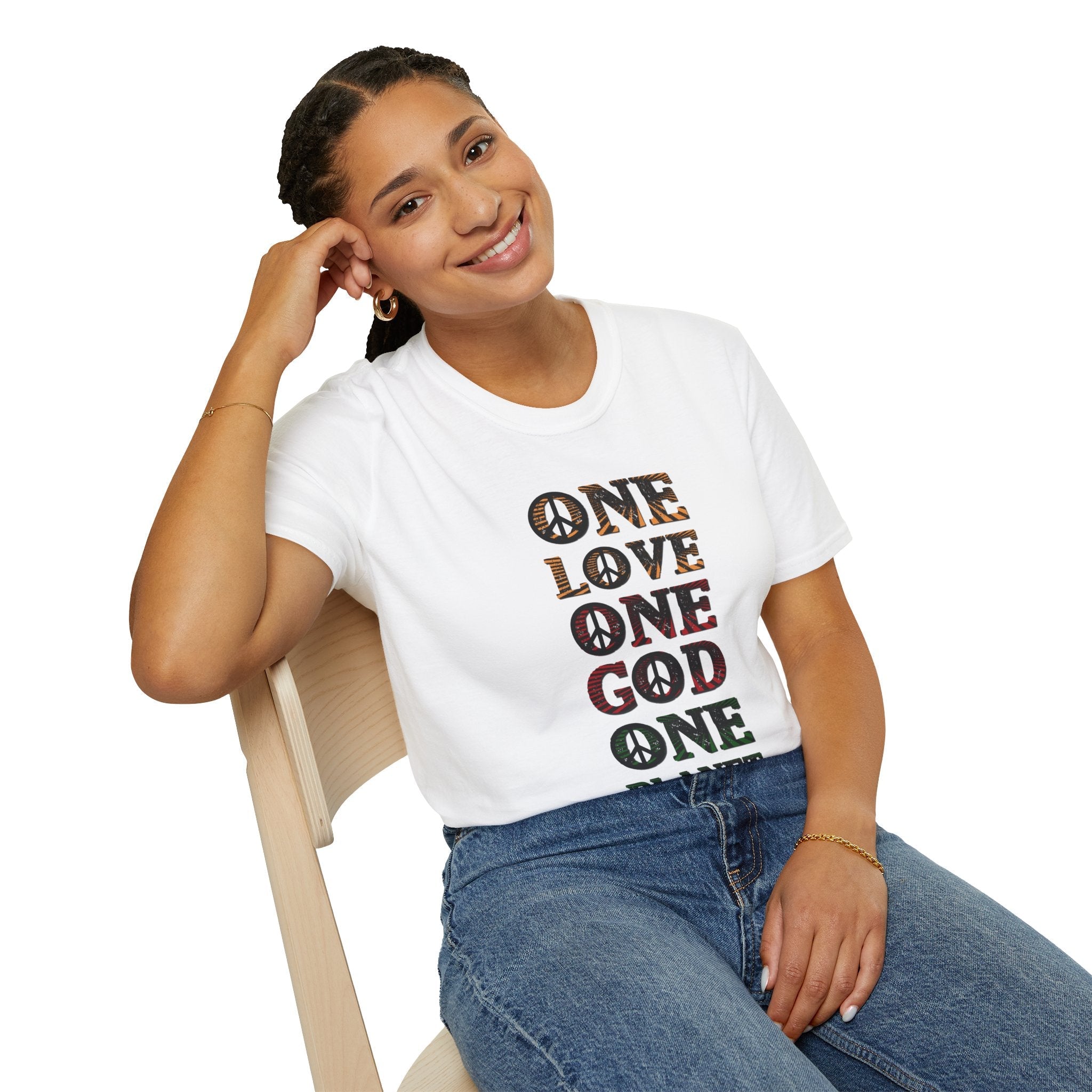 Psalms Angels "One Love One Planet One God" Graphic Unisex White Tee Amour
