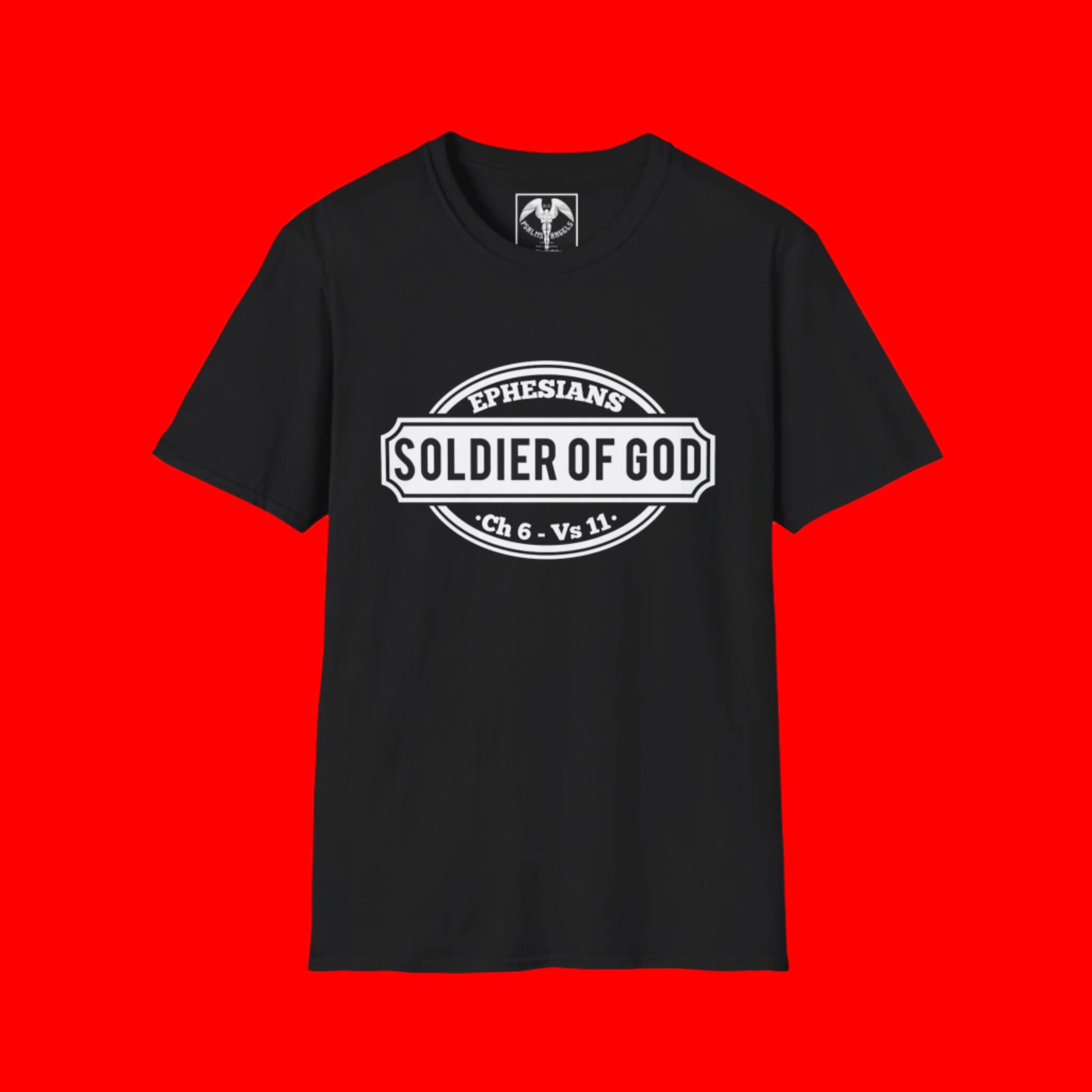 Psalms Angels "Soldier Of God" Graphic Unisex Black Tee