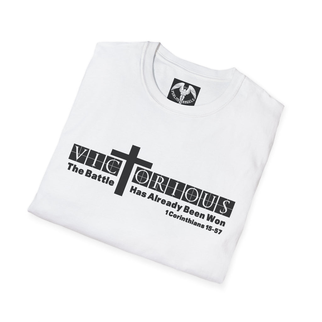 Psalms Angels "I Am Victorious" Graphic Bible Verse Unisex White Tee