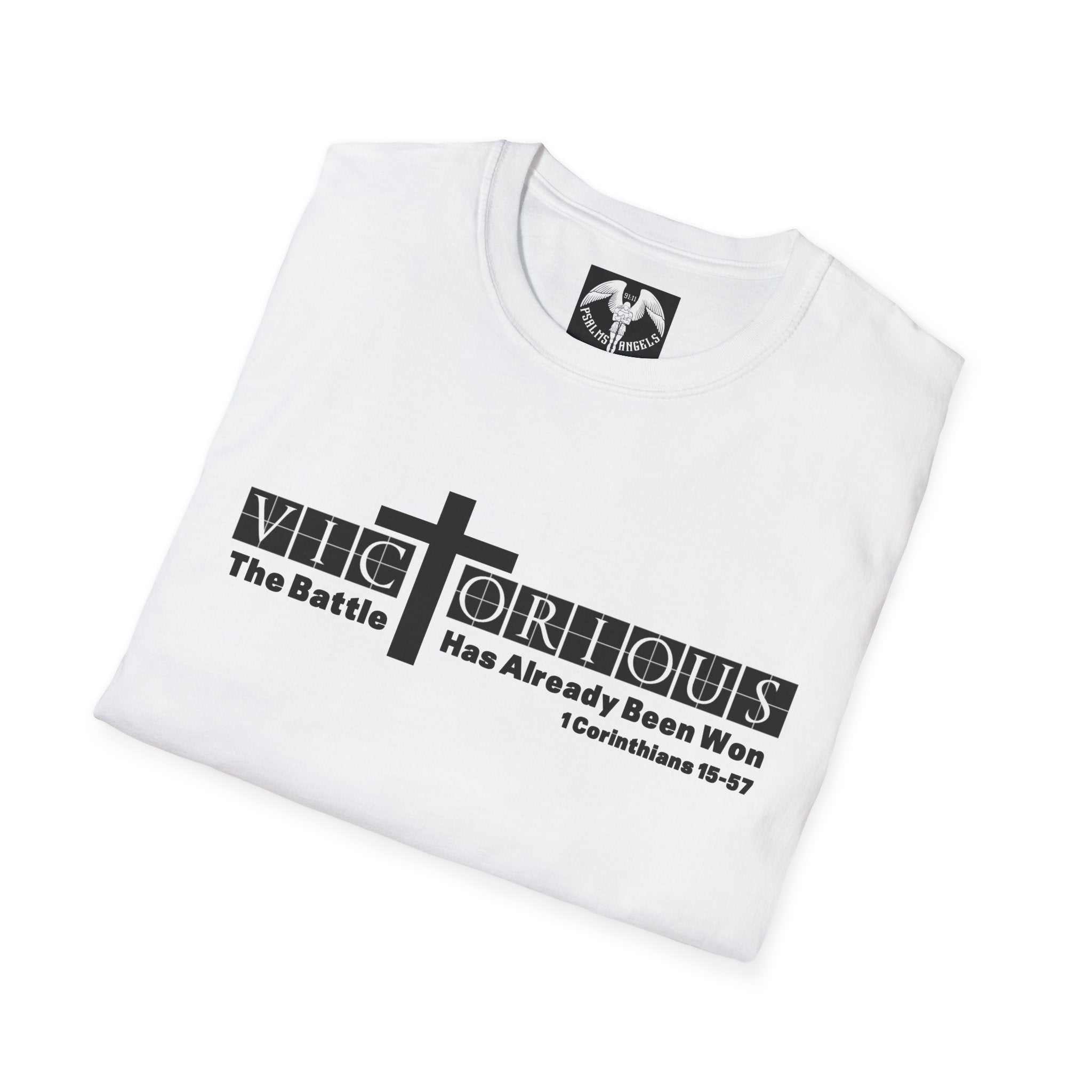 Psalms Angels "I Am Victorious" Graphic Bible Verse Unisex White Tee Amour