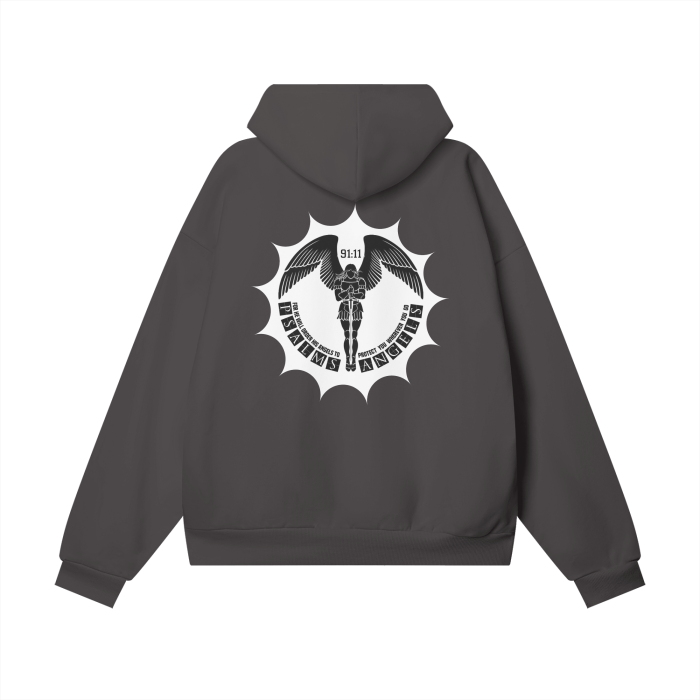 Psalms Angels "You Are A Star" Heavyweight Hidden Pocket Oversized 460GSM Halo Fleece Hoodie - Black & Charcoal ODMPOD