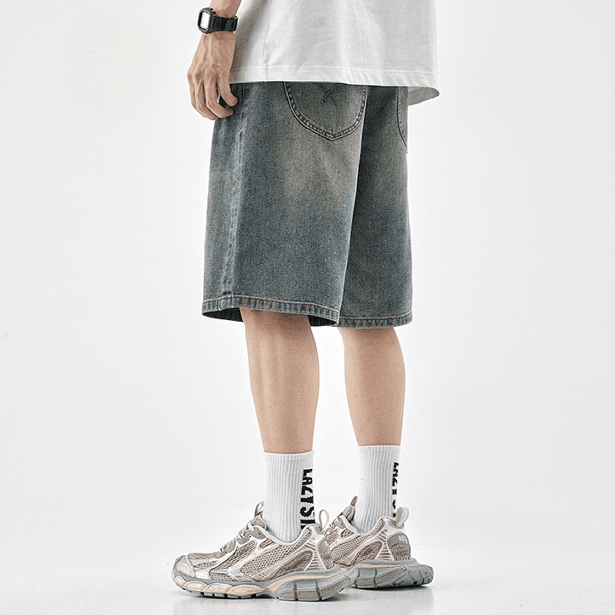 Vintage Straight-leg Loose Denim Shorts Psalms-Angels.com