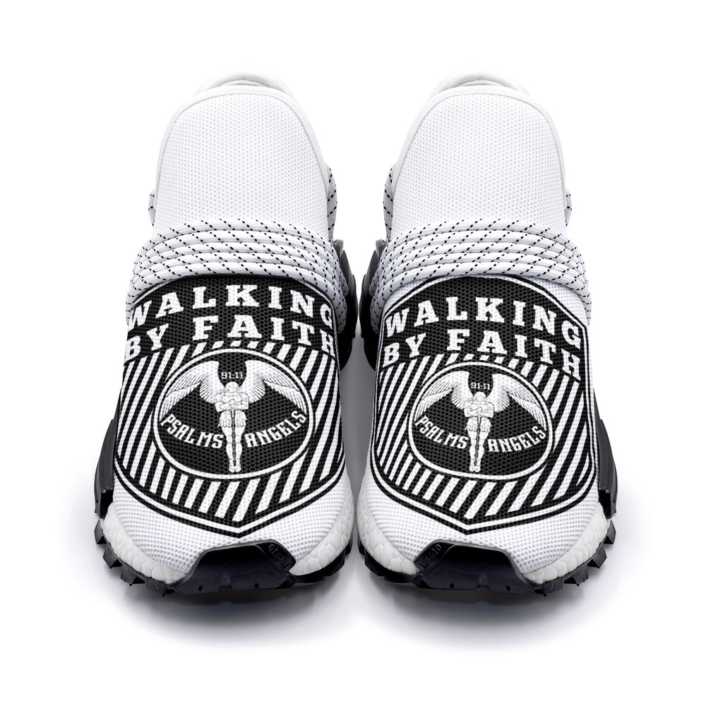 Walking By Faith Unisex Lightweight Sneaker - White Printy6