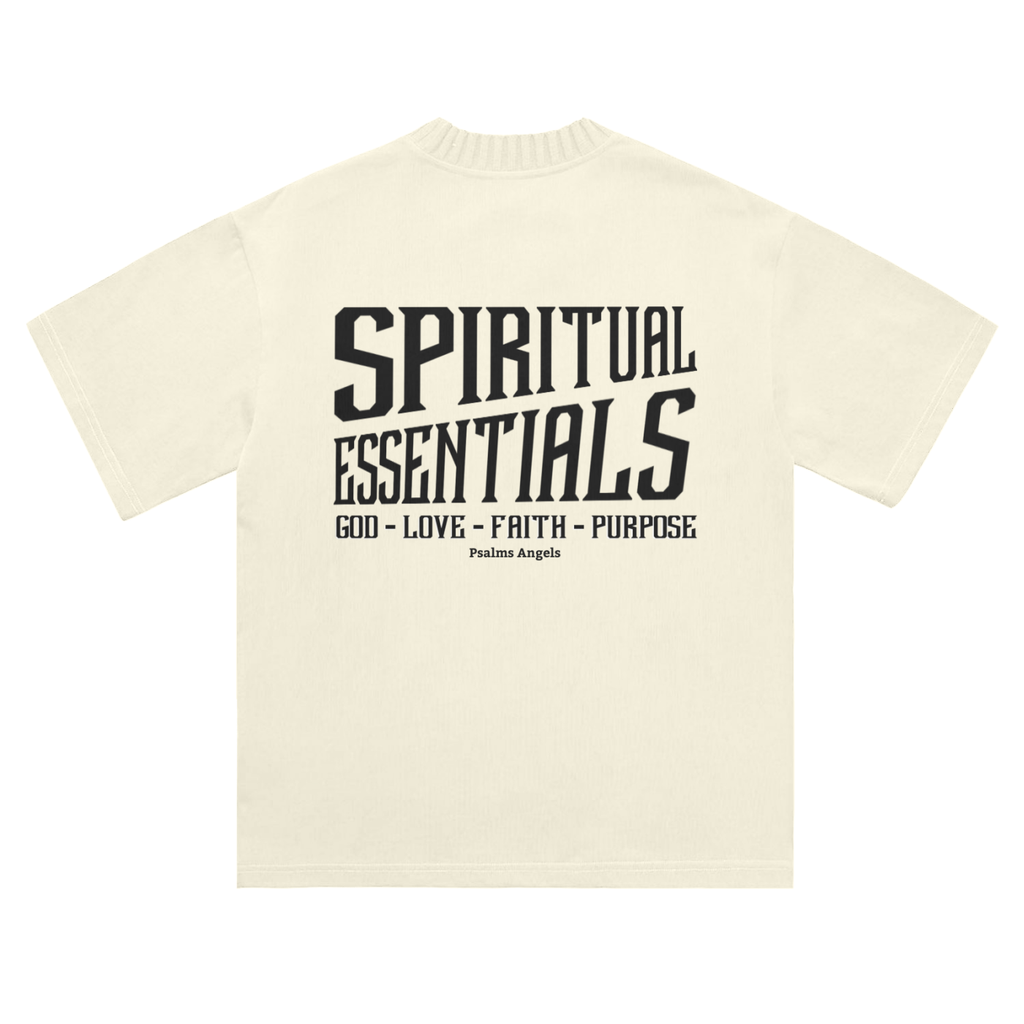 Spiritual Essentials Unisex Heavyweight Knitted Round Neck T-Shirt - OFF WHITE