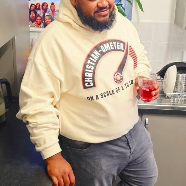 Psalms Angels "100% Christian" Heavyweight Hidden Pocket Oversized 460GSM Halo Fleece Hoodie - Bone & White ODMPOD