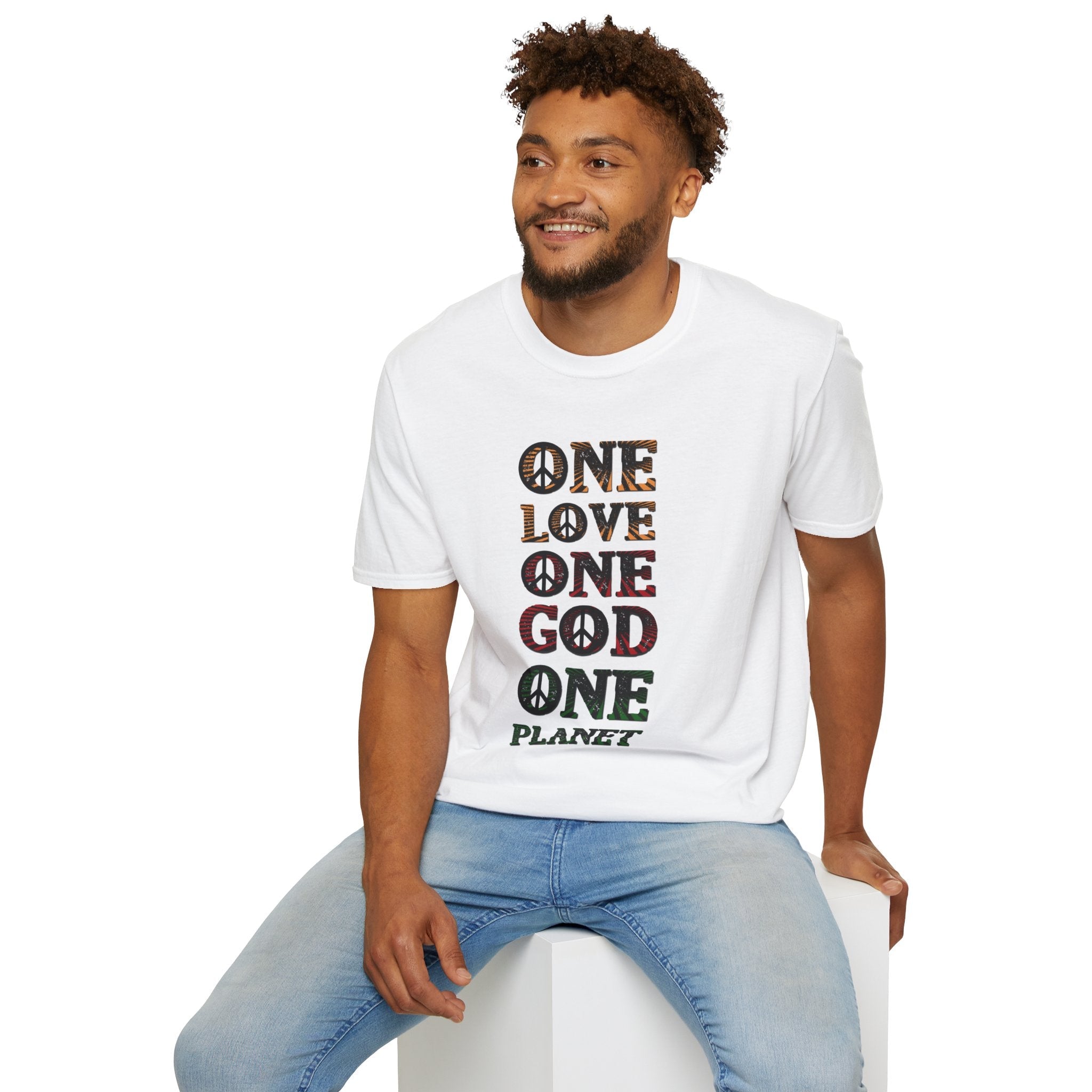 Psalms Angels "One Love One Planet One God" Graphic Unisex White Tee Amour