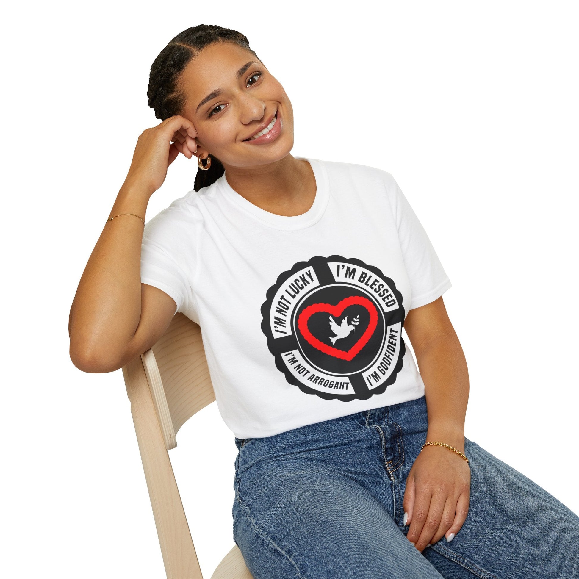 Psalms Angels "I’m Not Lucky I’m Blessed" Graphic Unisex White Tee Amour