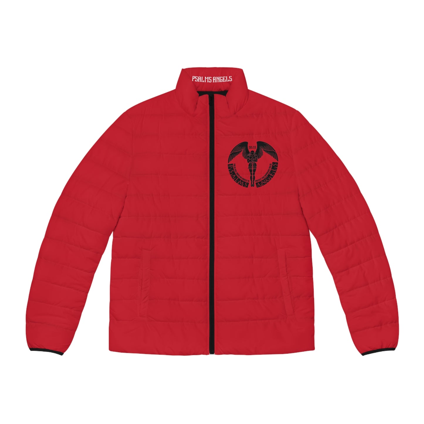 Psalms Angels 91:11 Men's Puffer Jacket - Red