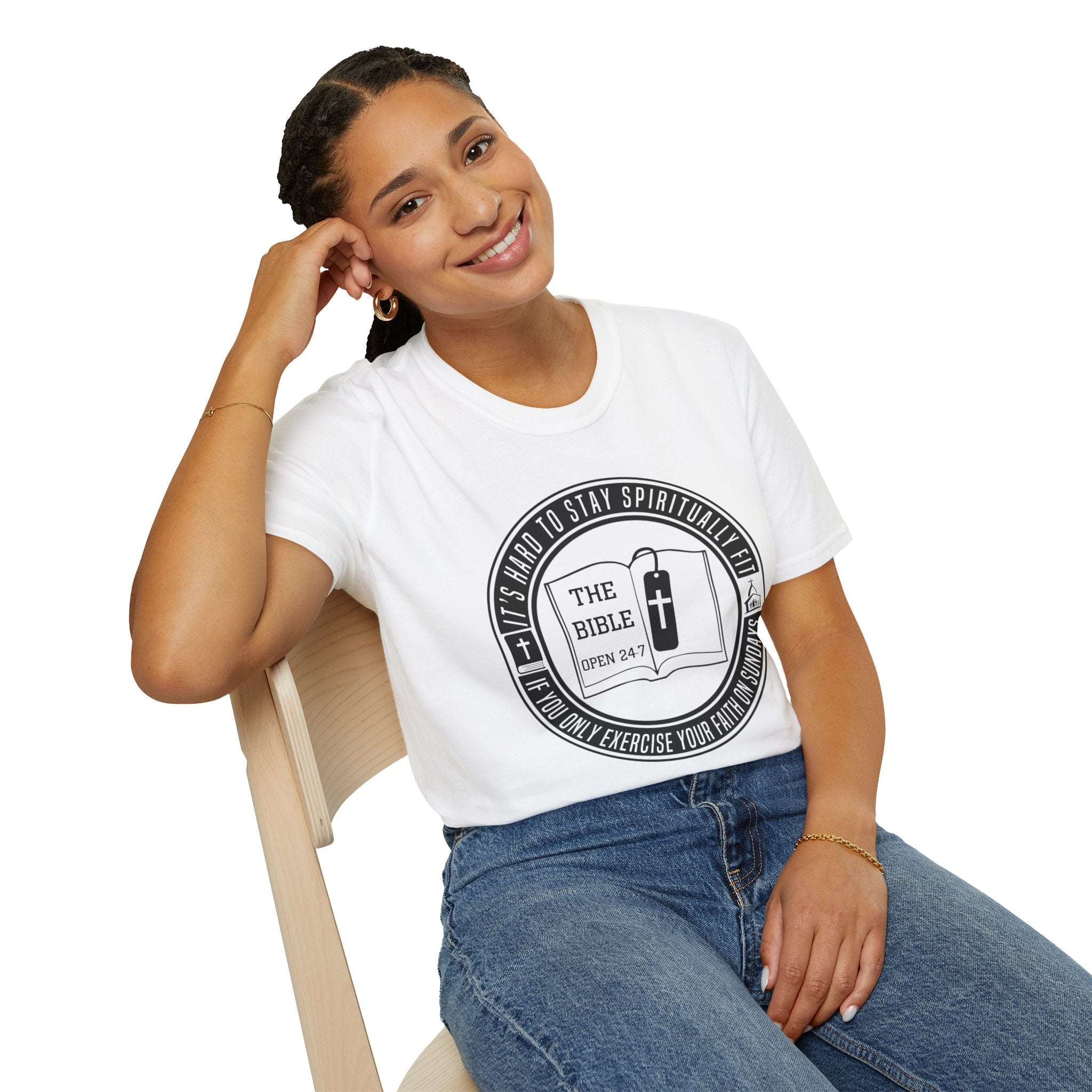 Psalms Angels "Are You Spiritually Fit?" Graphic Unisex White Tee Armour