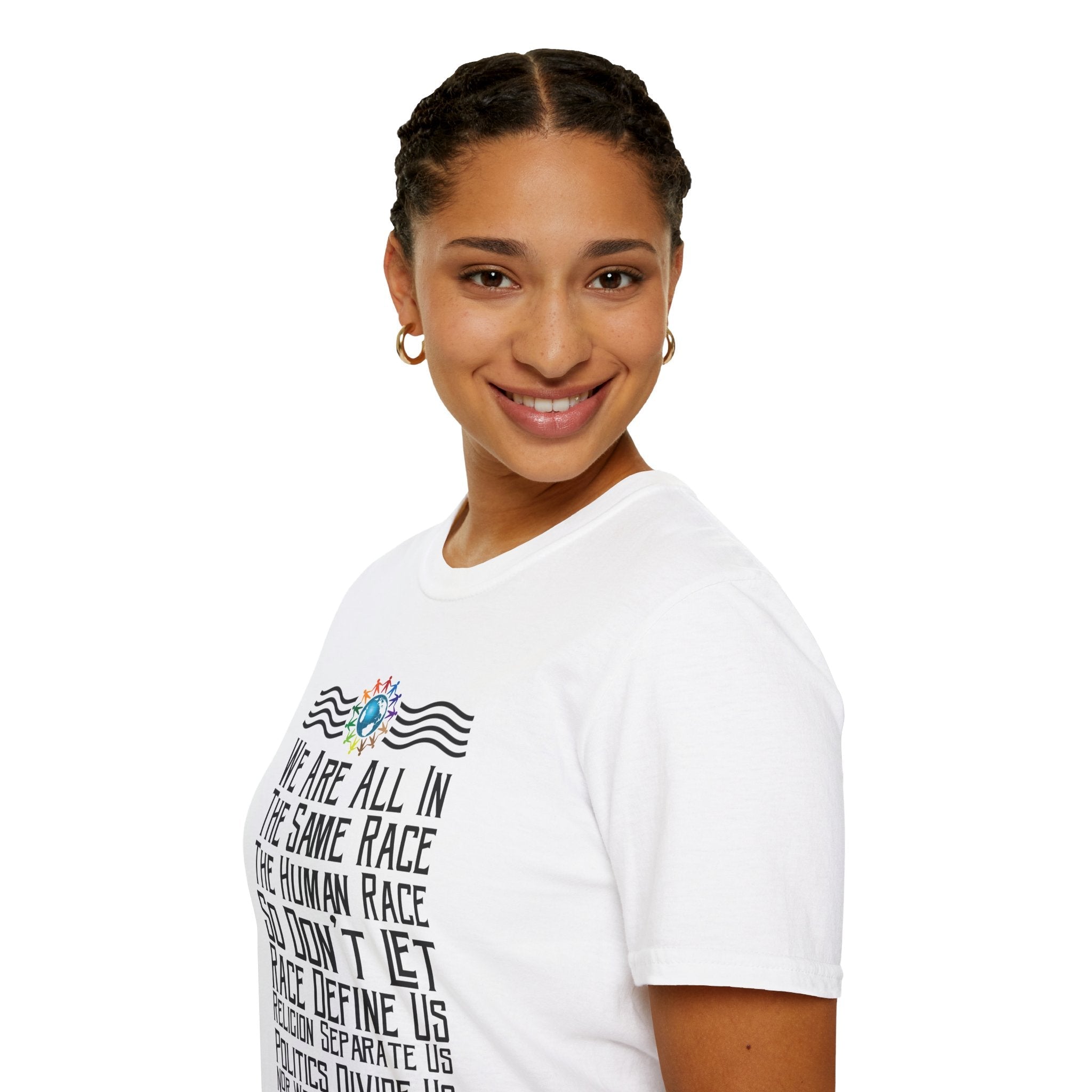Psalms Angels "We Are All In One Race, The Human Race" Graphic Unisex White Tee Amour