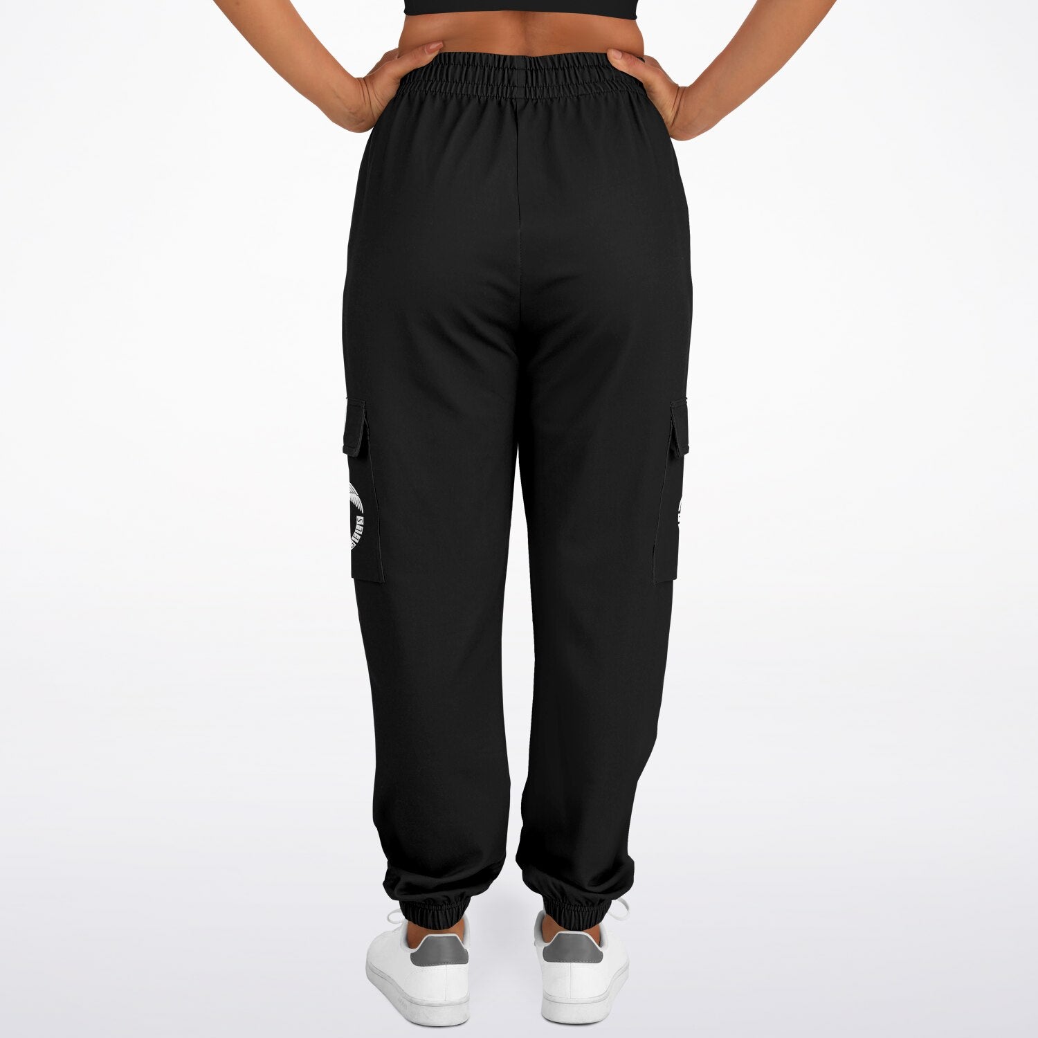 Psalms Angels 91:11 Roman Numeral Unisex Vegan Friendly Recycled Polyester Athletic Cargo Sweatpants - Black Substantial