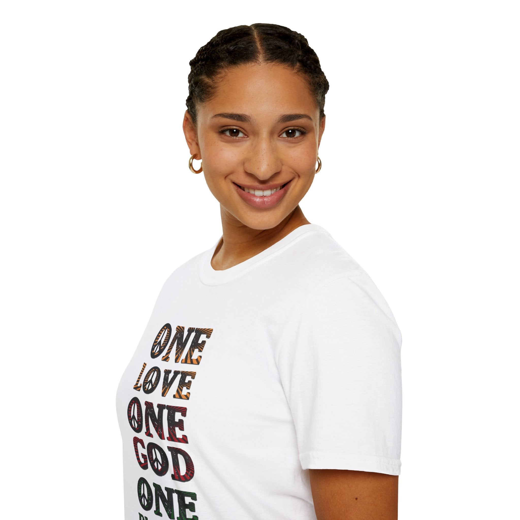 Psalms Angels "One Love One Planet One God" Graphic Unisex White Tee Amour