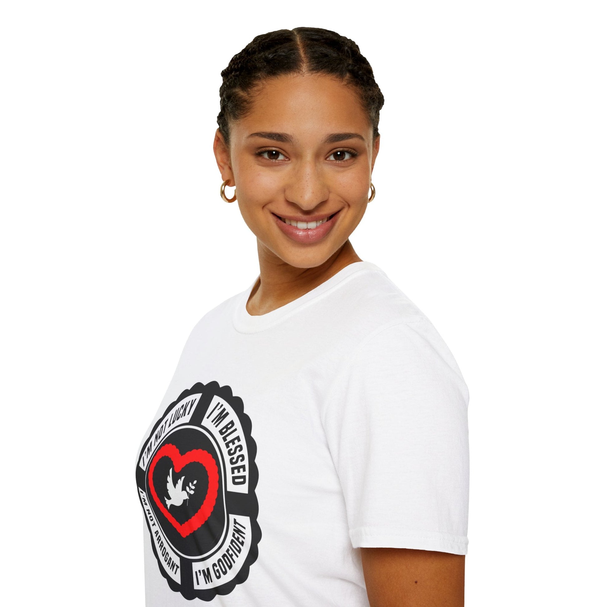Psalms Angels "I’m Not Lucky I’m Blessed" Graphic Unisex White Tee Amour