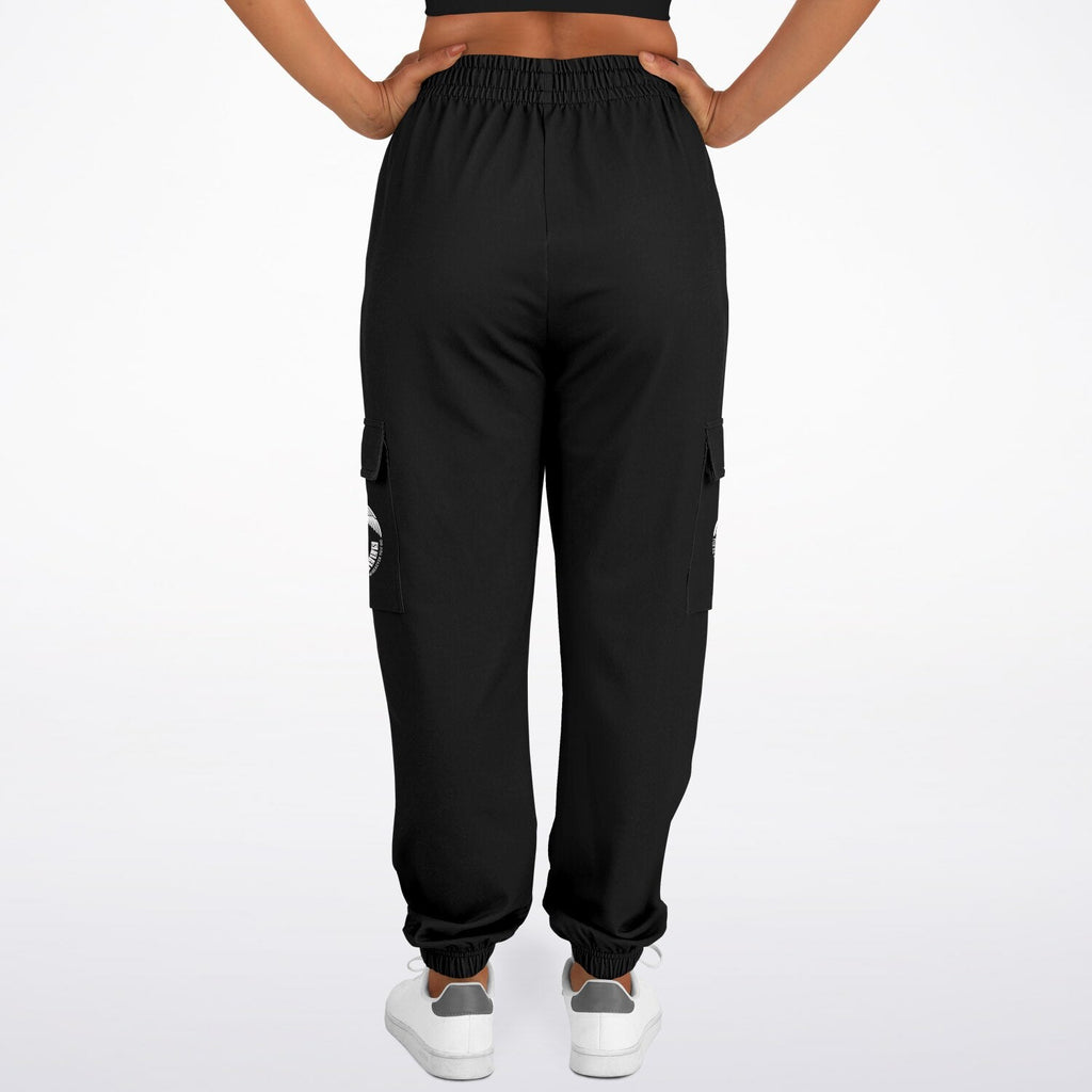 Psalms Angels 91:11 Unisex Vegan Friendly Recycled Polyester Athletic Cargo Sweatpants - Black Substantial