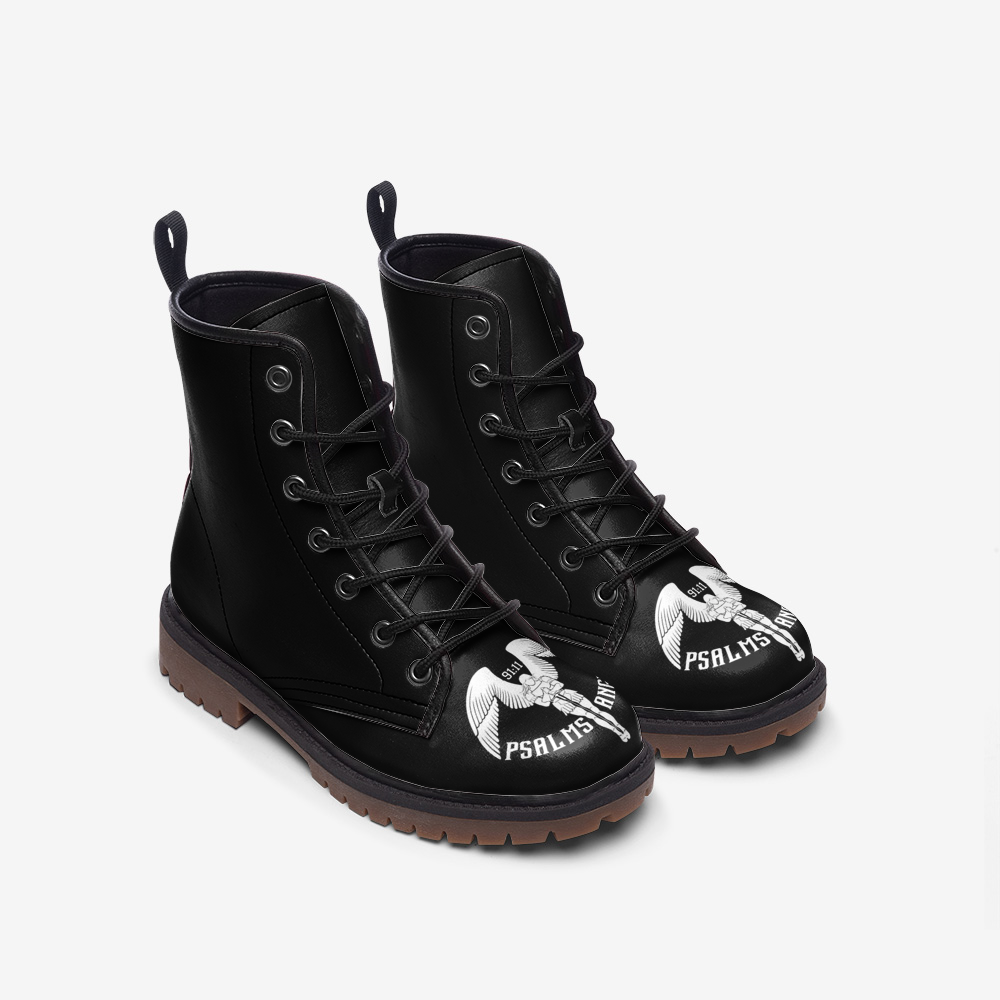 Psalms Angels Vegan Leather Lightweight Unisex Boots - Black Psalms 118.1