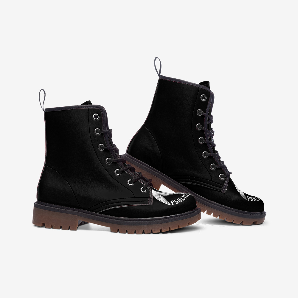 Psalms Angels Vegan Leather Lightweight Unisex Boots - Black Psalms 118.1