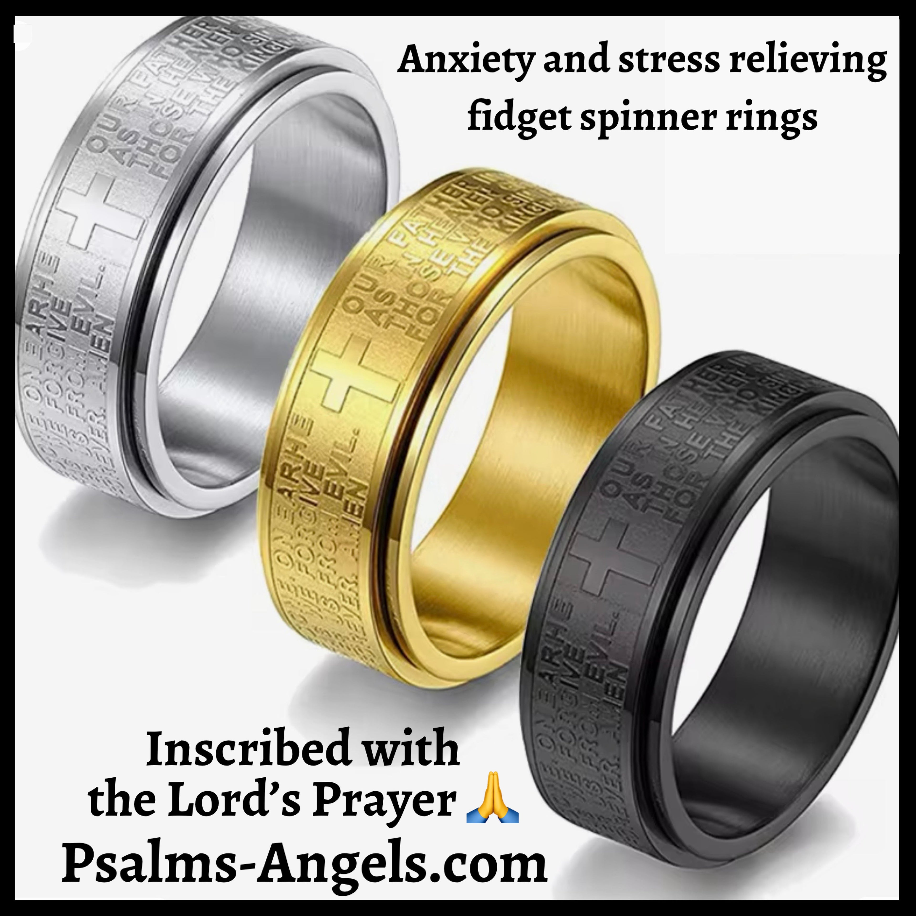 Anti Anxiety Fidget Spinner Ring Inscribed With The Lords Prayer Jewels