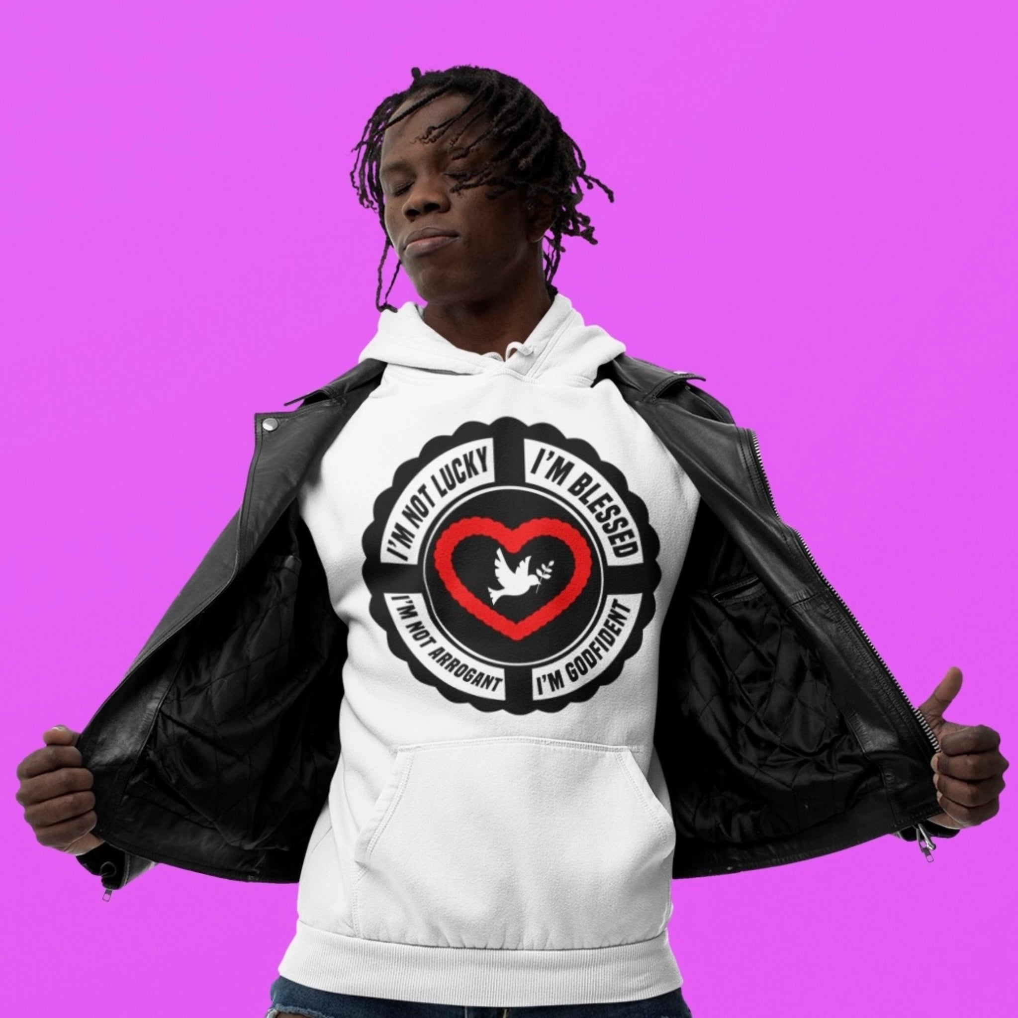 Psalms Angels "I’m Not Lucky I’m Blessed" Graphic Unisex White Tee Amour