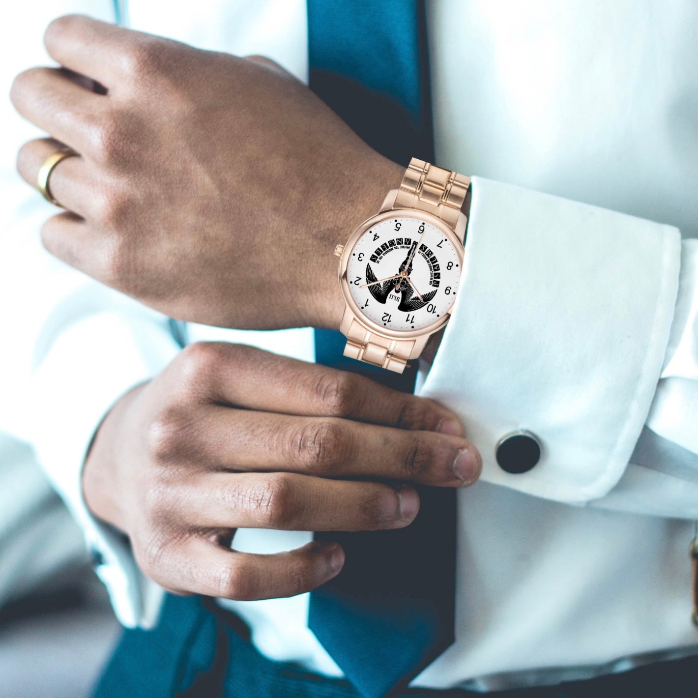 Psalms Angels Stainless Steel Folding Clasp Quartz Watch Jetting