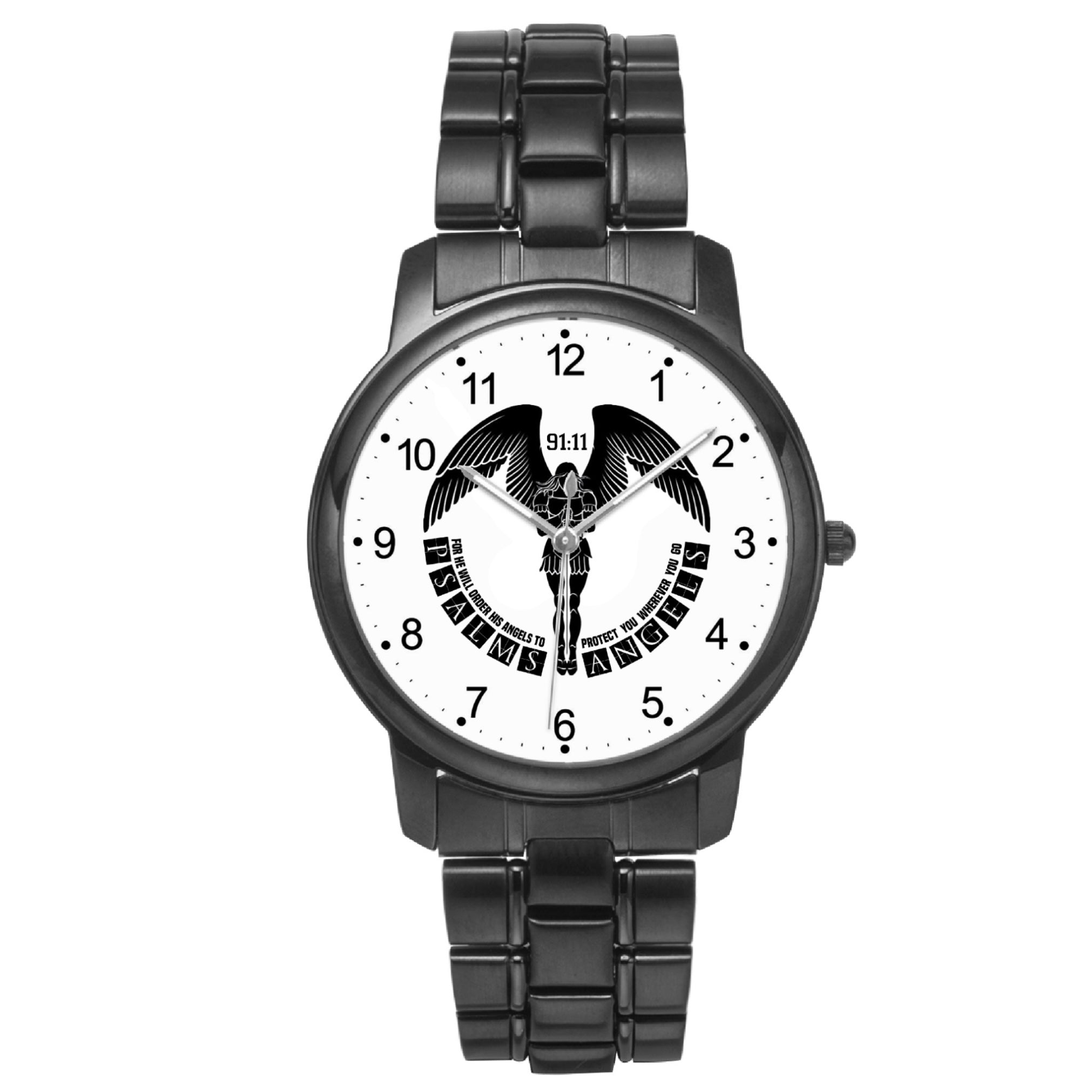 Psalms Angels Stainless Steel Folding Clasp Quartz Watch Jetting
