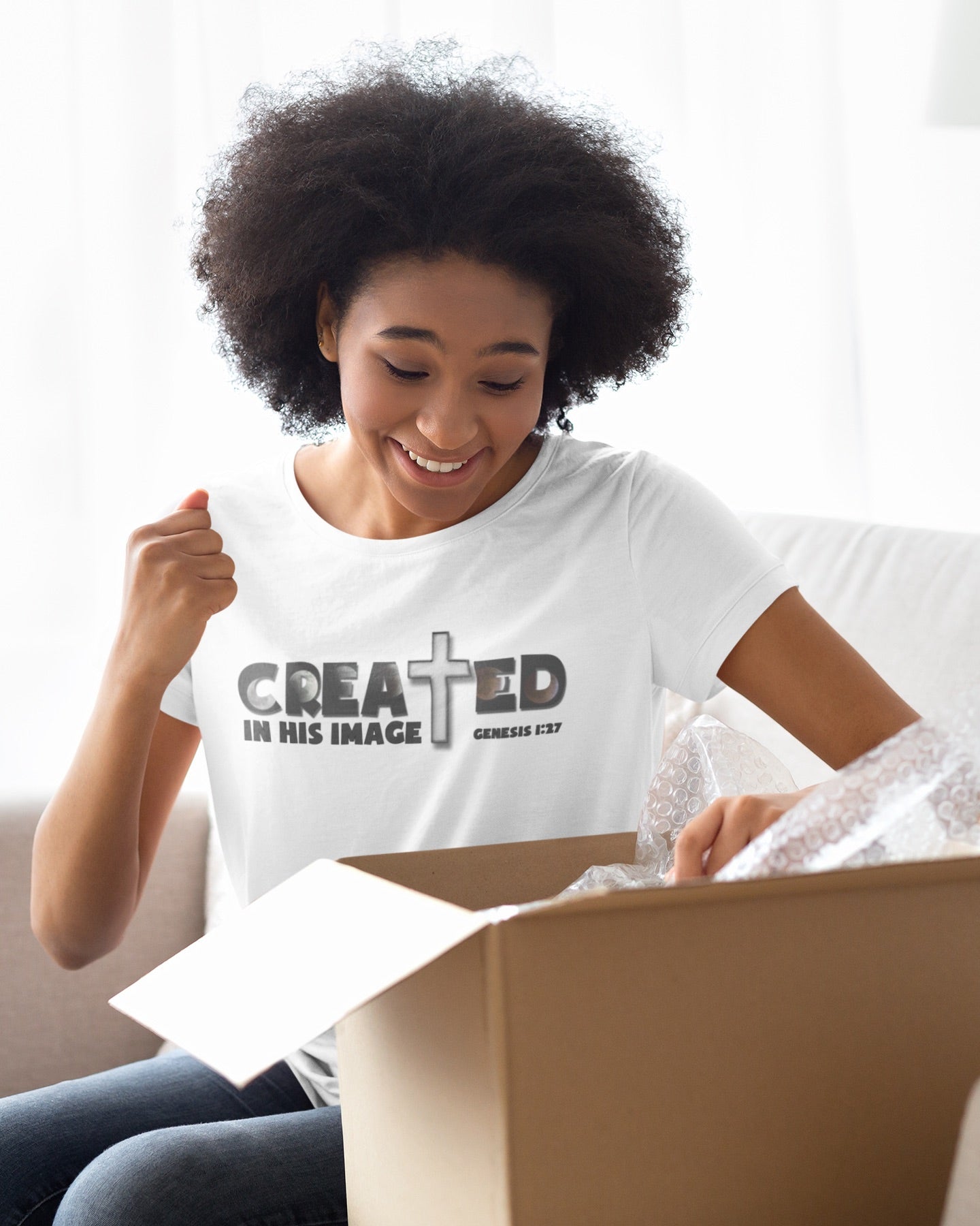 Psalms Angels "Created I’m His Image" Graphic Unisex White Tee Armour