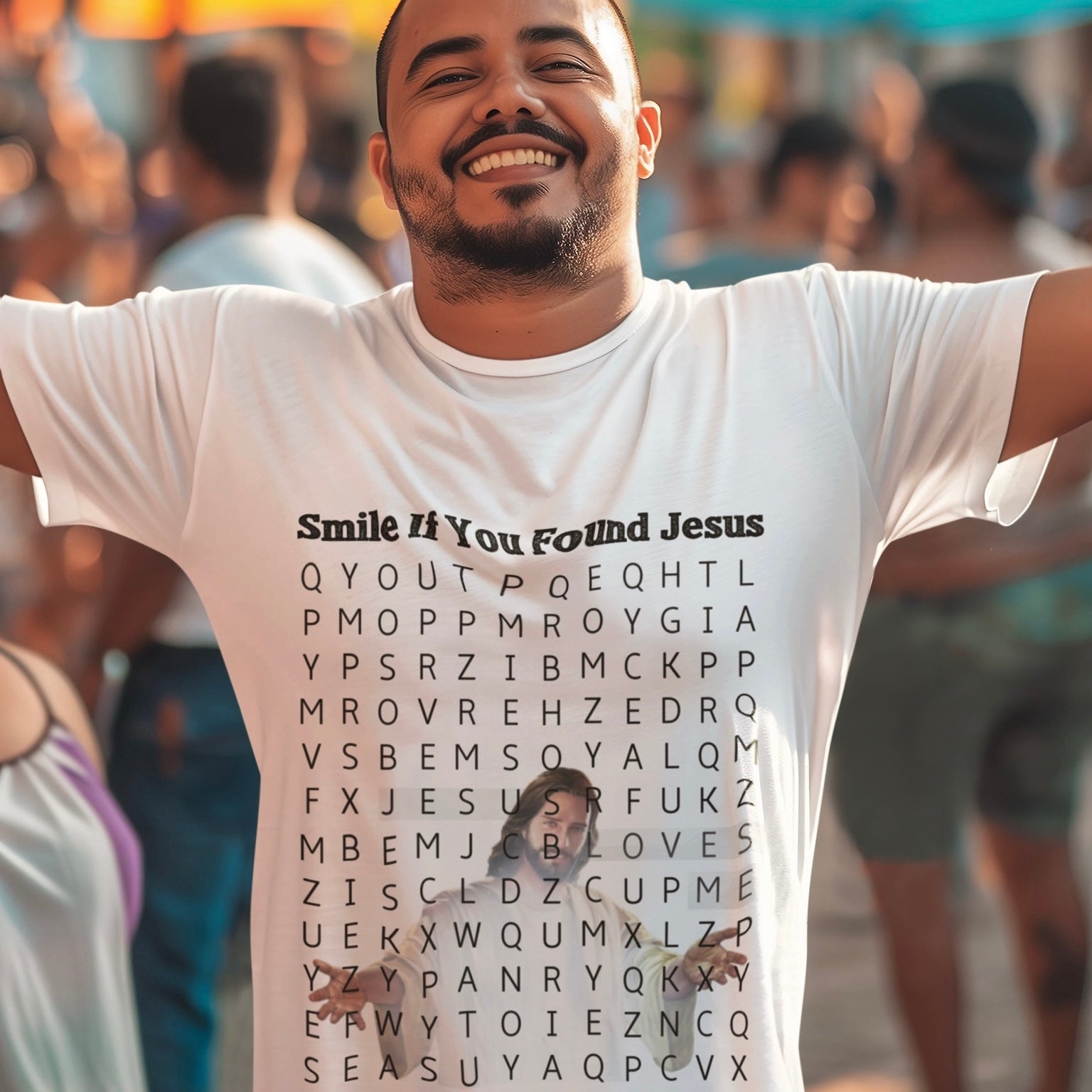 Psalms Angels "Smile If You Found Jesus" Graphic Unisex White Tee Armour