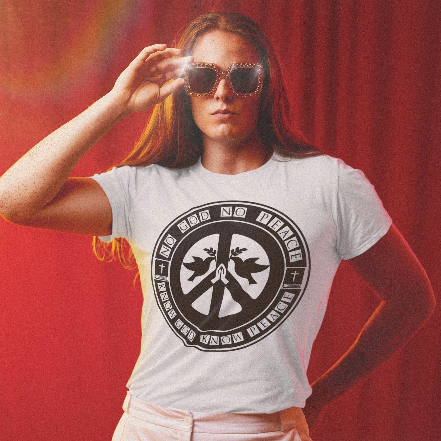 Psalms Angels "No God No Peace, Know God Know Peace" Graphic Unisex White Tee Armour