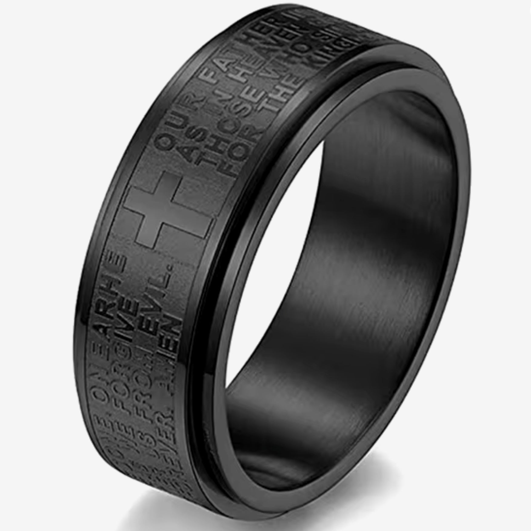 Anti Anxiety Fidget Spinner Ring Inscribed With The Lords Prayer Jewels