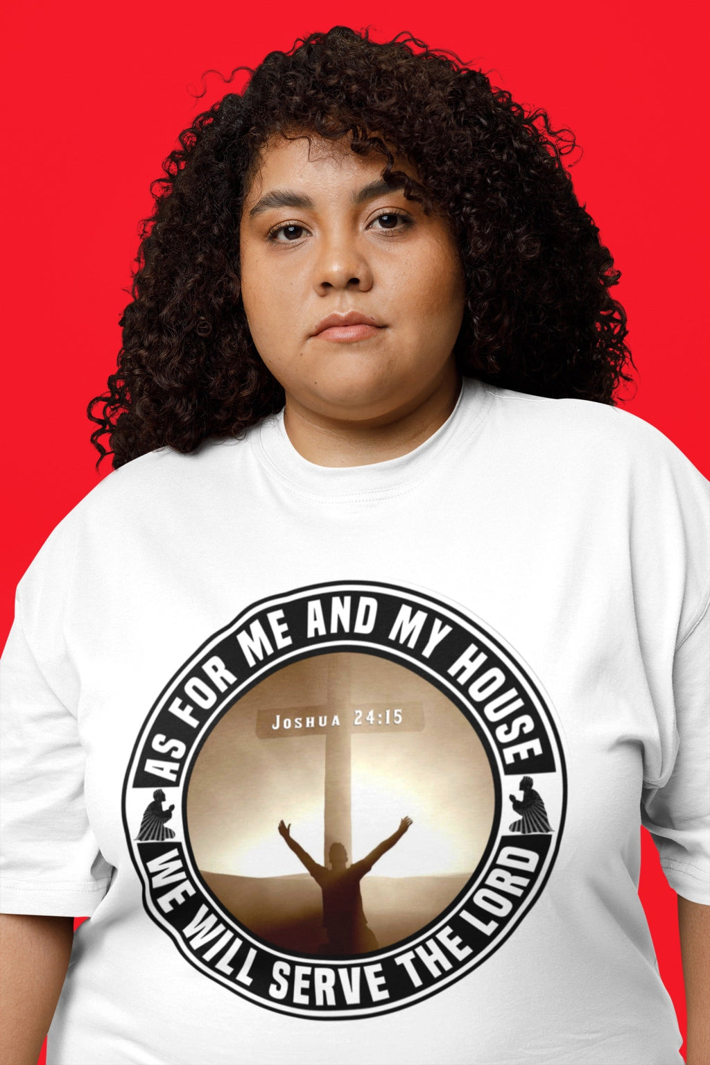 Psalms Angels "As For Me And My House We Shall Serve The Lord" Graphic Unisex White Tee Armour