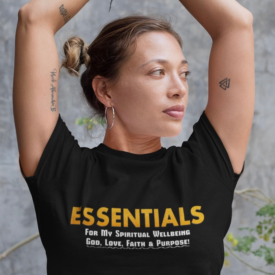Psalms Angels "Essentials For My Wellbeing" Graphic Unisex Black Tee Psalms 91.11
