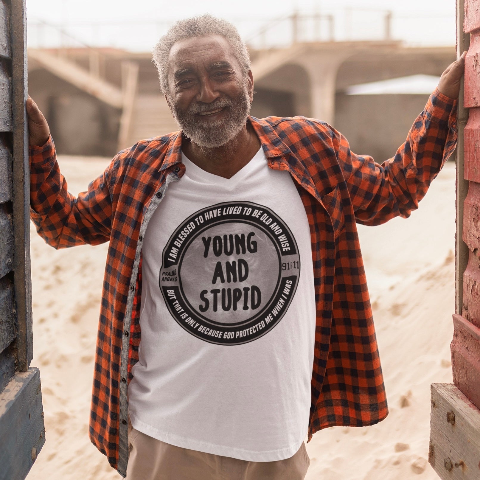 Psalms Angels "I Was Young And Stupid" Graphic Unisex White Tee Amour
