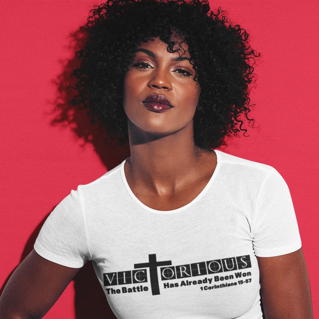 Psalms Angels "I Am Victorious" Graphic Bible Verse Unisex White Tee