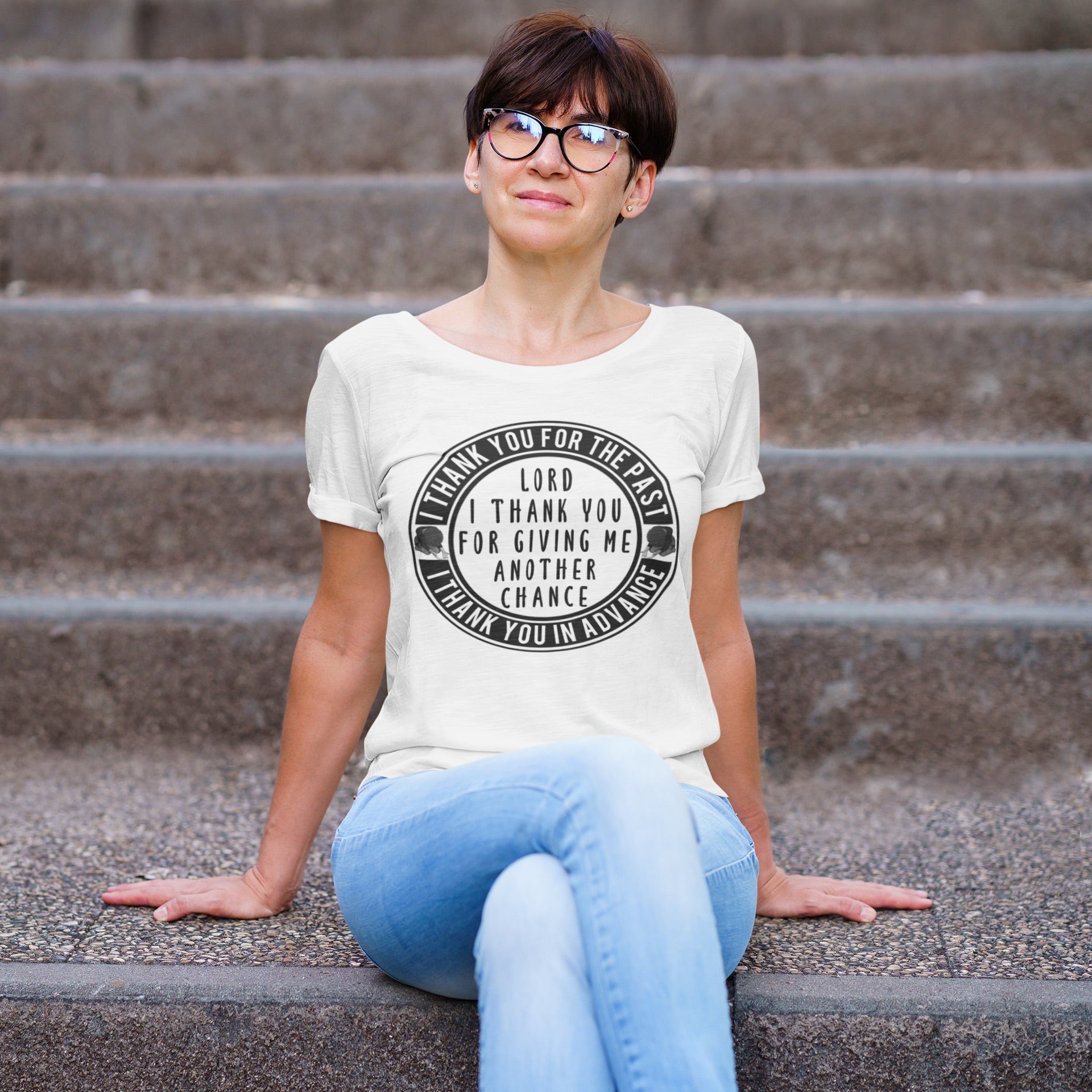 Psalms Angels "I Give Thanks To My God Of Second Chances" Graphic Unisex White Tee Armour