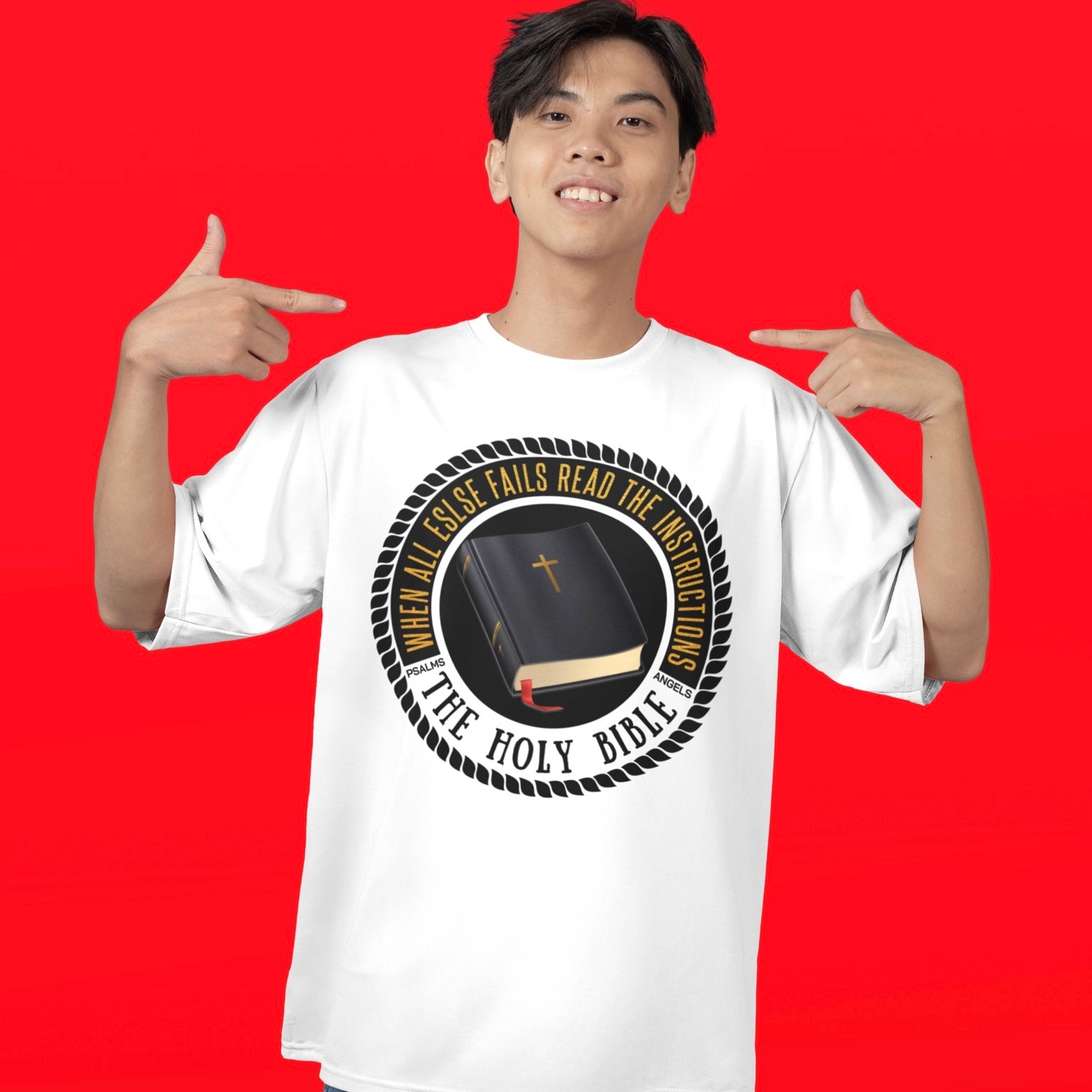 The Holy Bible "The Ultimate Source And Resource" Graphic Unisex White Tee - Psalms-Angels.com