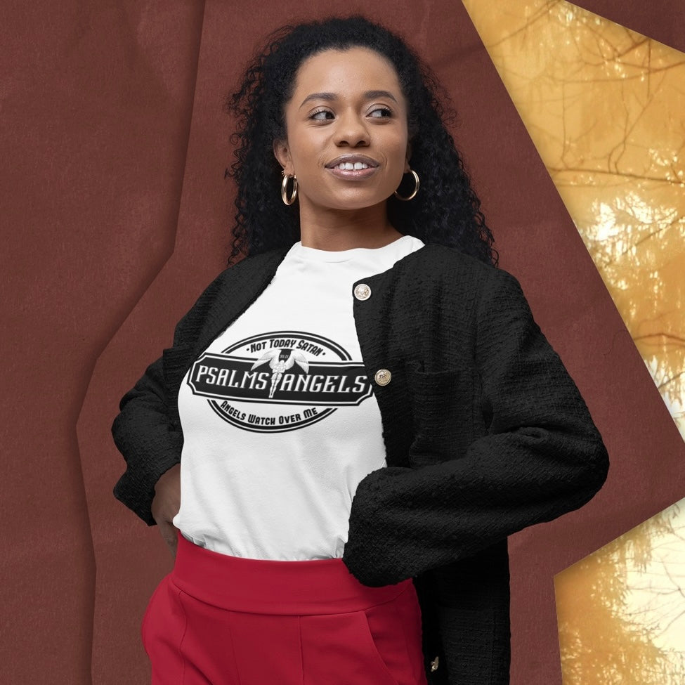 Psalms Angels "Not Today Satan" Graphic Unisex White Tee Armour