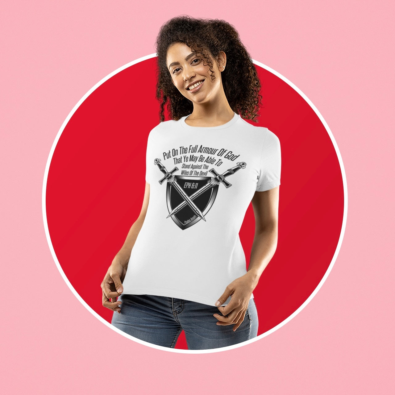 Psalms Angels "Put On The Full Armour Of God" Graphic Unisex White Tee Armour