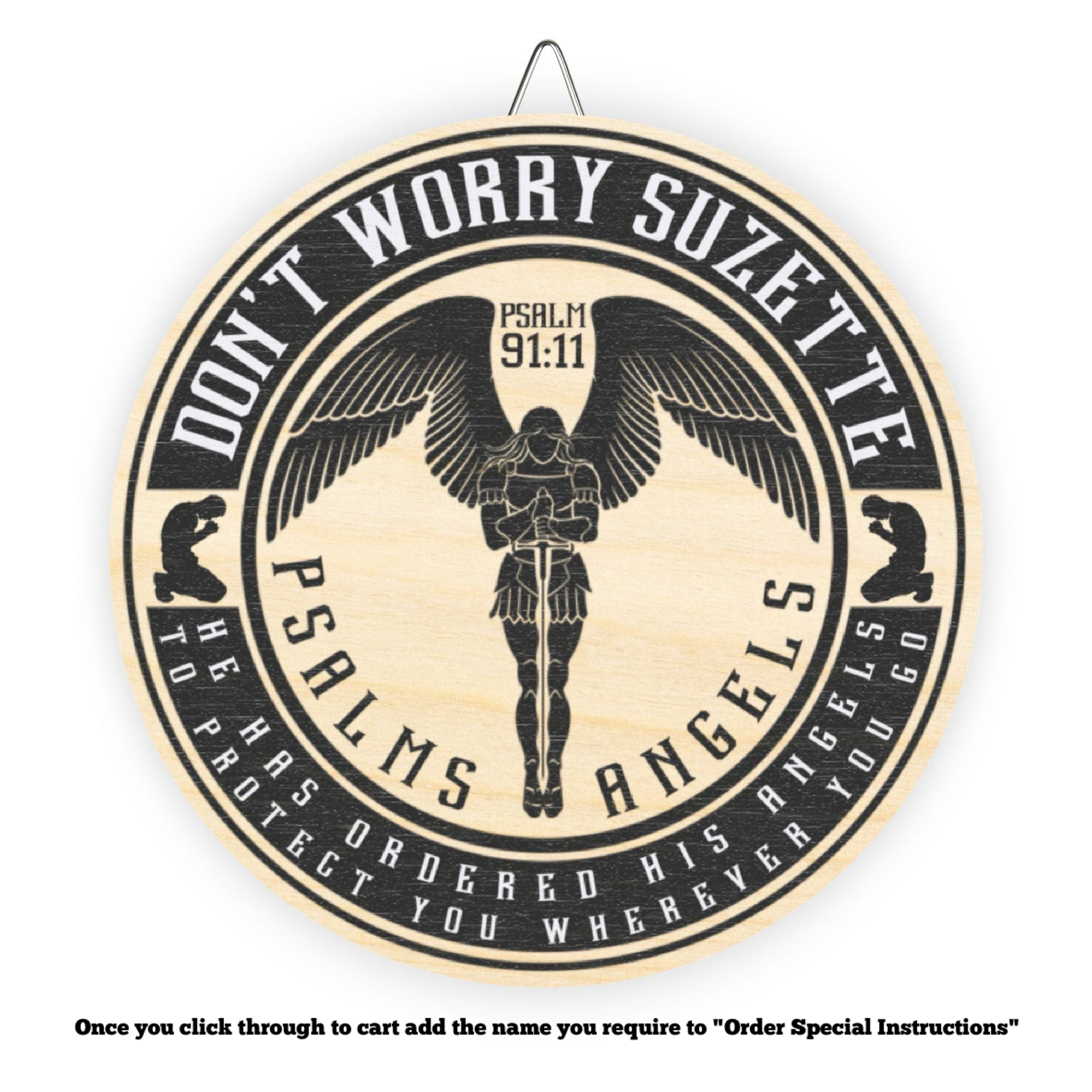 Personalise With Any Name Psalms Angels Custom Wood Sign Armour