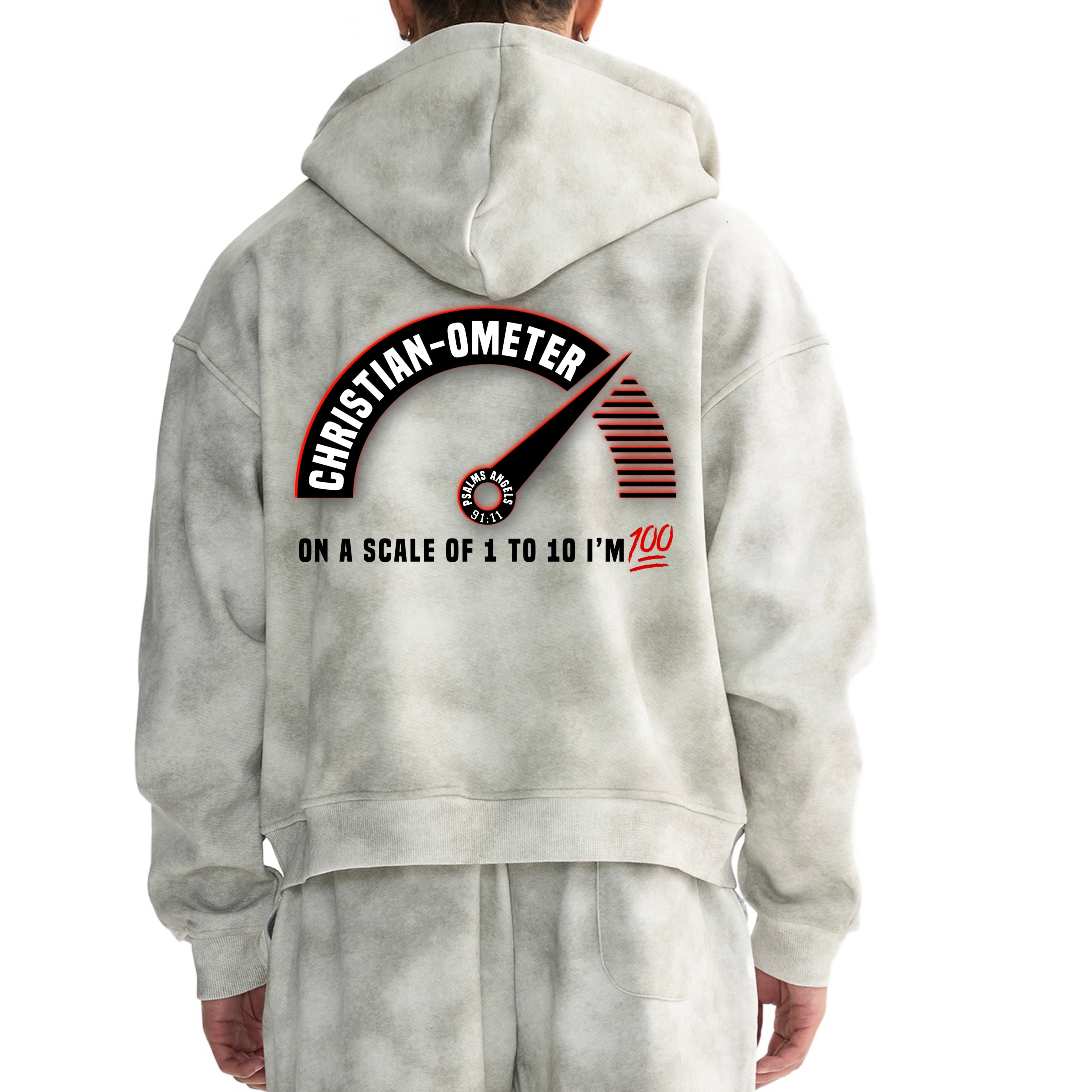 100% Christian Retro Look Boxy Fit Zip-up Stone Washed Fleece Hoodie ODMPOD