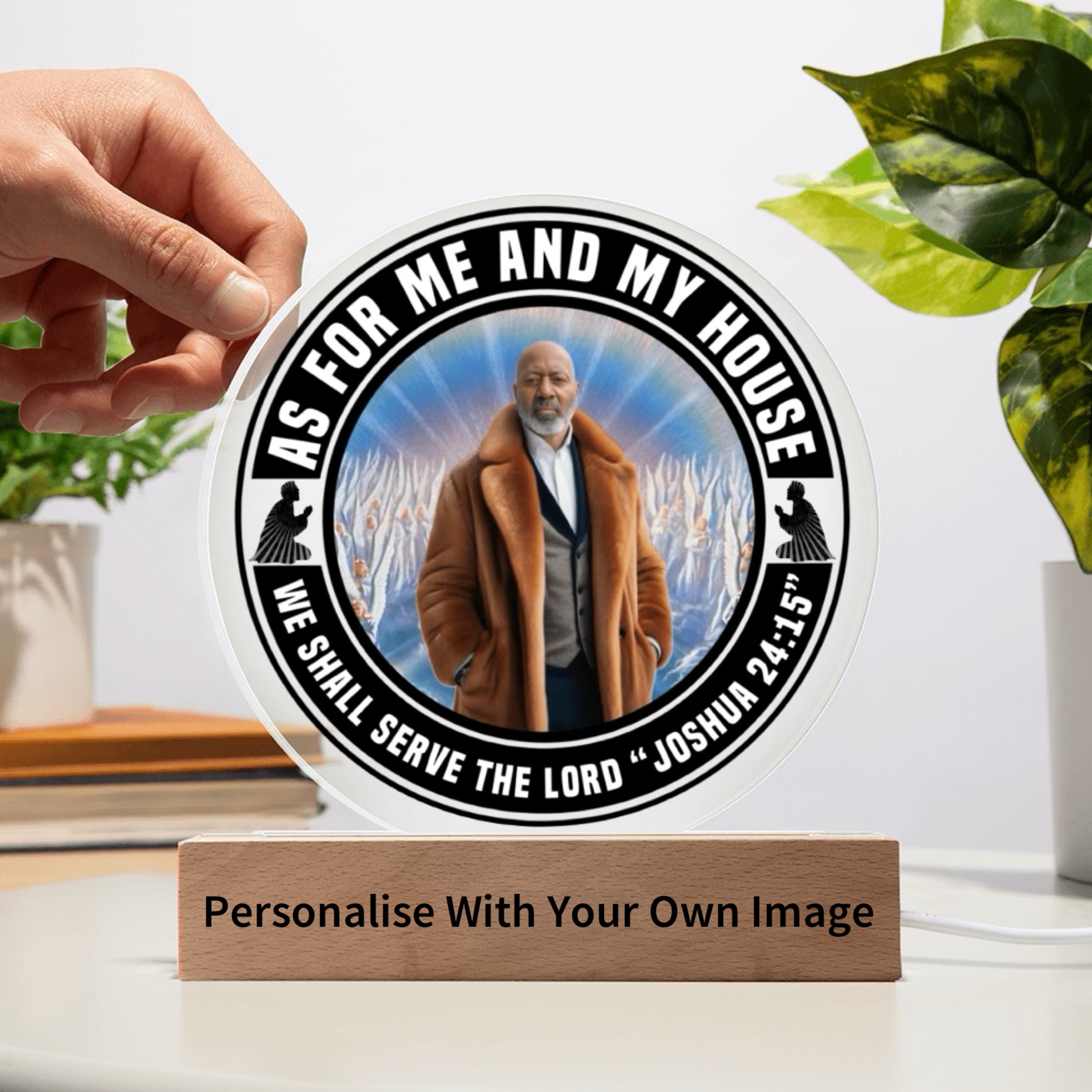 Psalms Angels Personalised Christian Circular LED Illuminated Acrylic Plaque Shiny Things