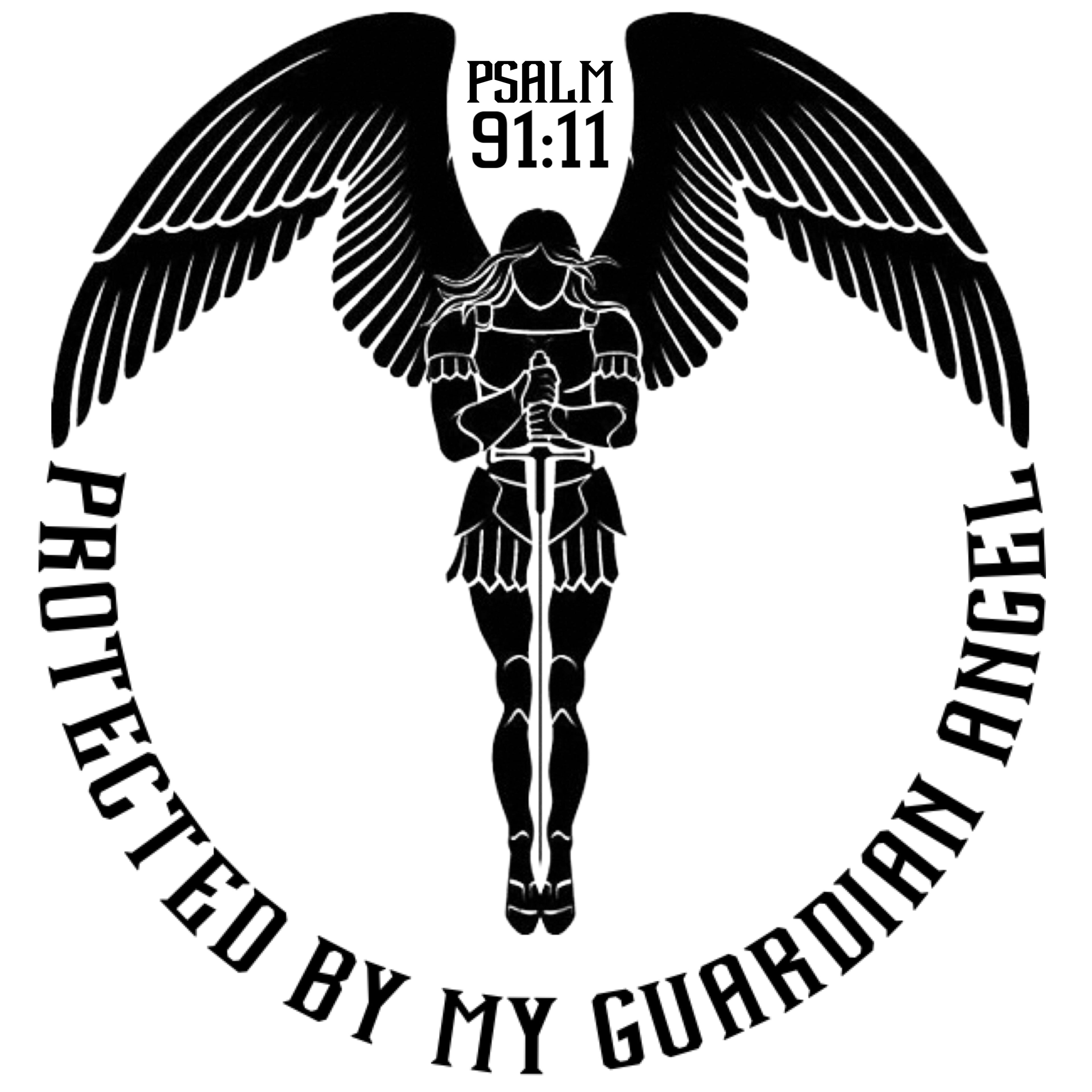 Protected By My Guardian Angel Organic Cotton Kids T-shirt ages 3-14 White Psalms 91.11