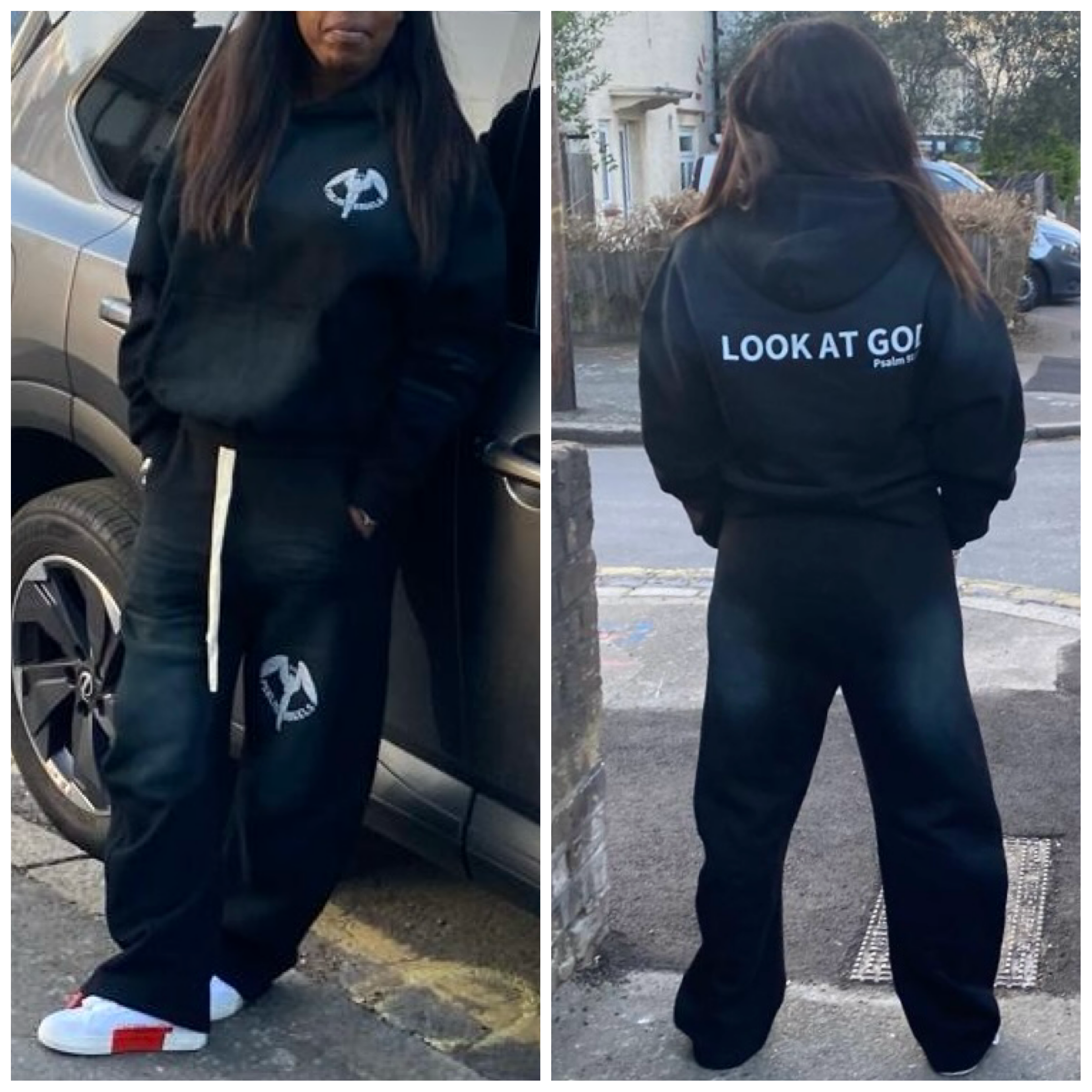 Psalms Angels Sunfaded Curved Blade Sweatpants - Black ODMPOD