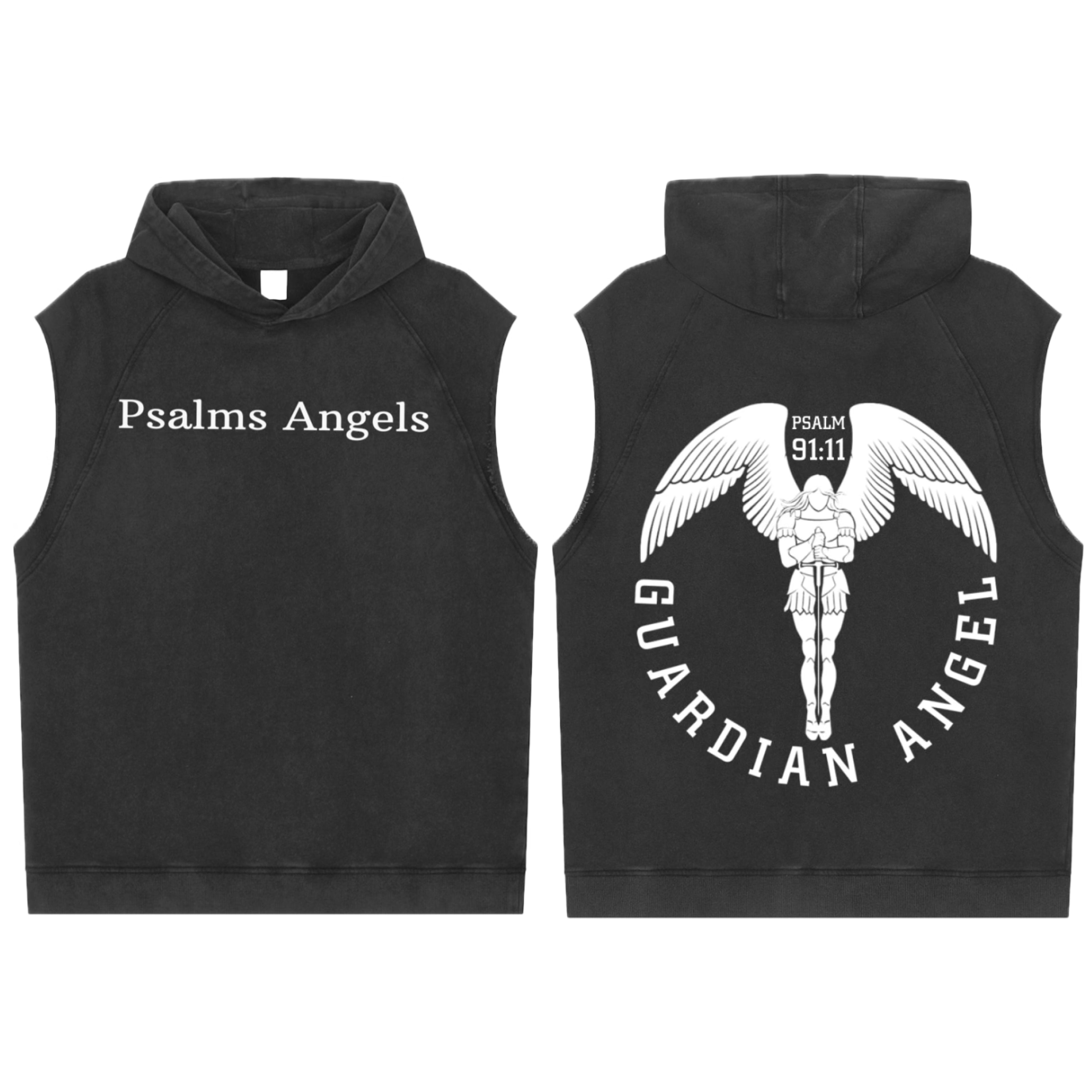 Guardian Angel Snow Washed Sleeveless Hoodie ODMPOD