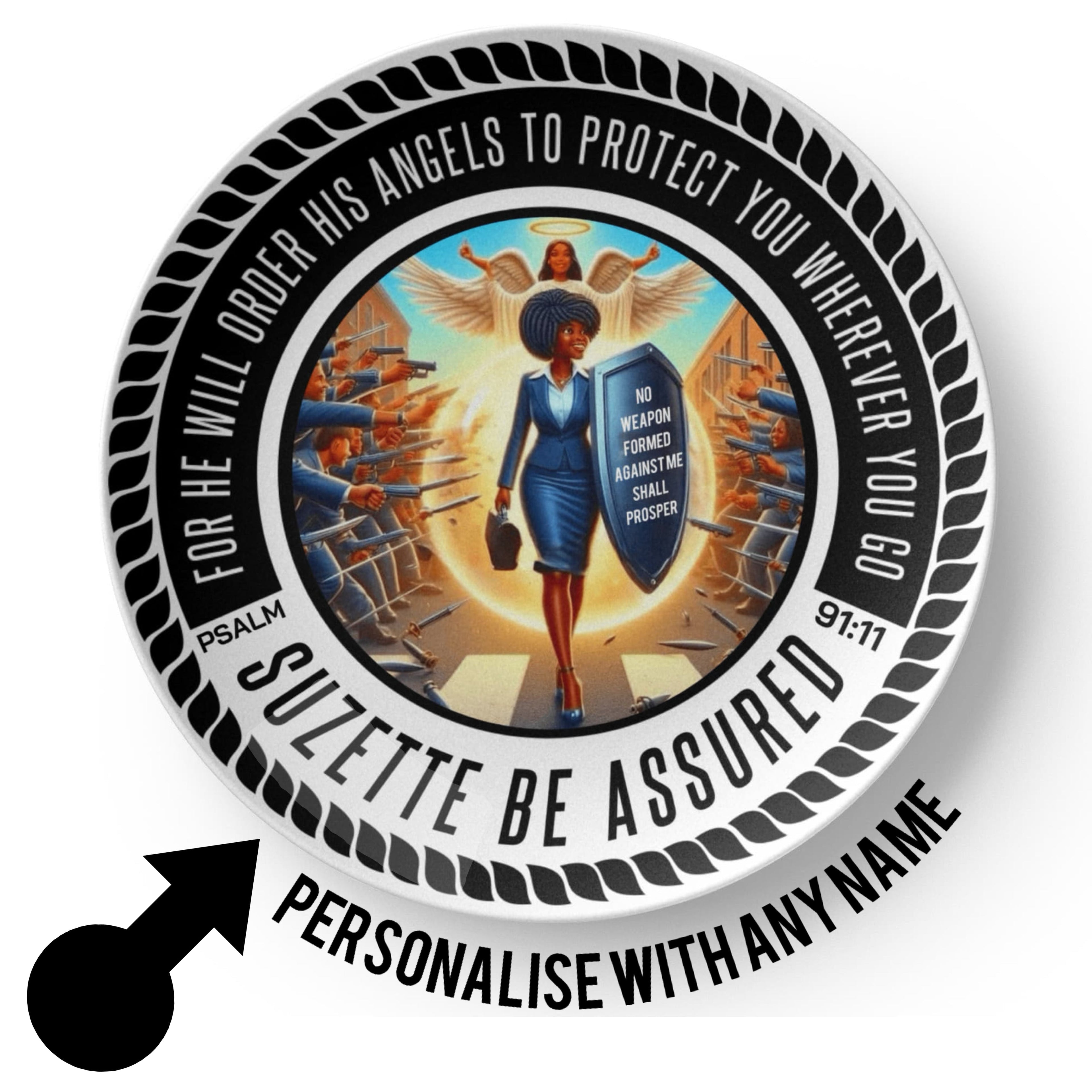 No Weapon Formed Against Me Shall Prosper Personalised 10 Inch Plate Shiny Things