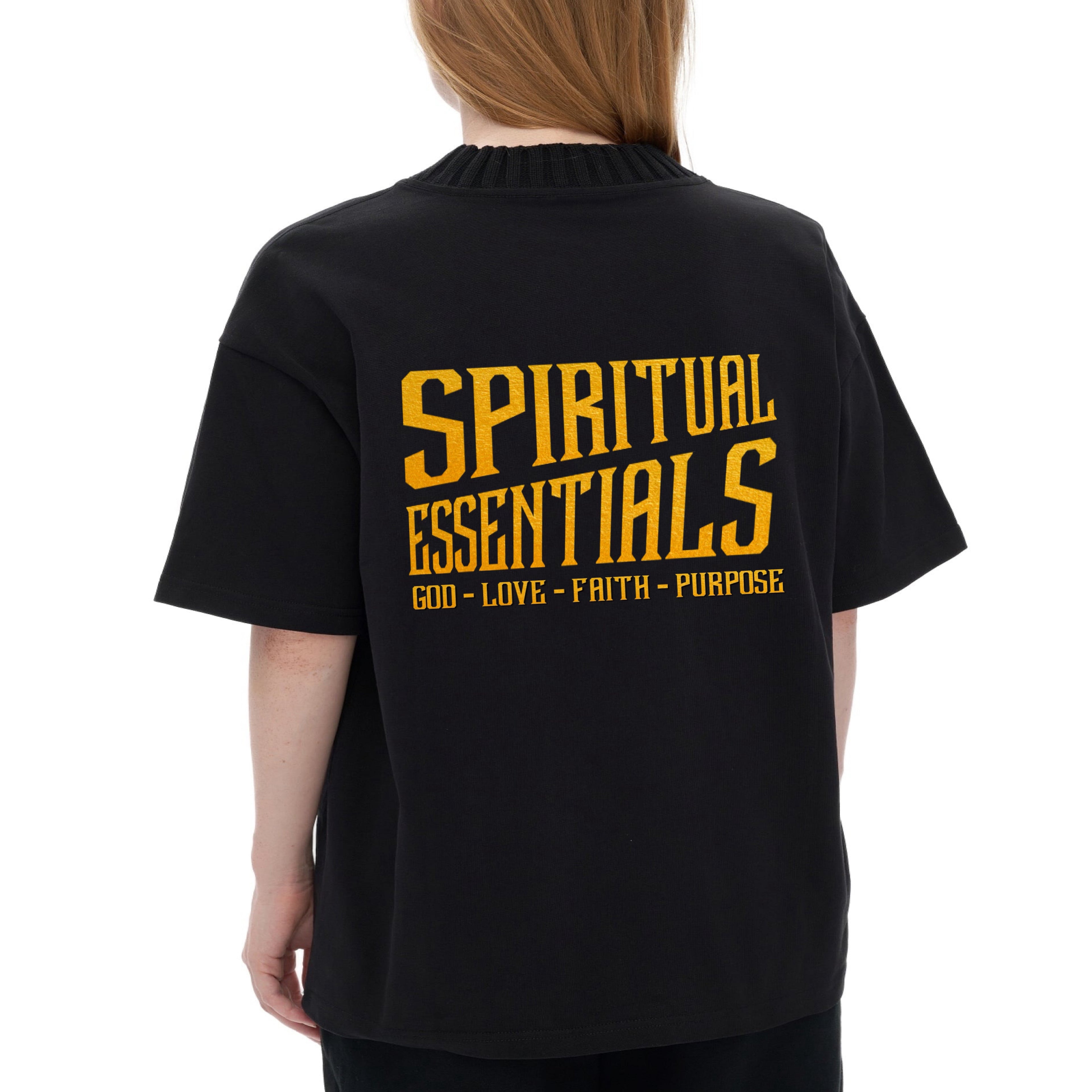 Spiritual Essentials Unisex Heavyweight Knitted Round Neck T-Shirt - Black or Grey ODMPOD