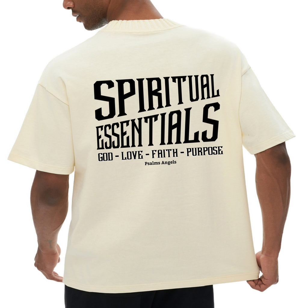 Spiritual Essentials Unisex Heavyweight Knitted Round Neck T-Shirt - OFF WHITE