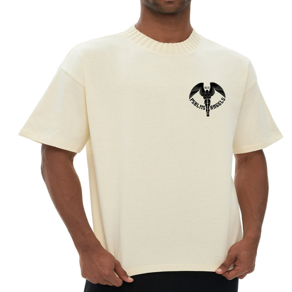 Spiritual Essentials Unisex Heavyweight Knitted Round Neck T-Shirt - OFF WHITE